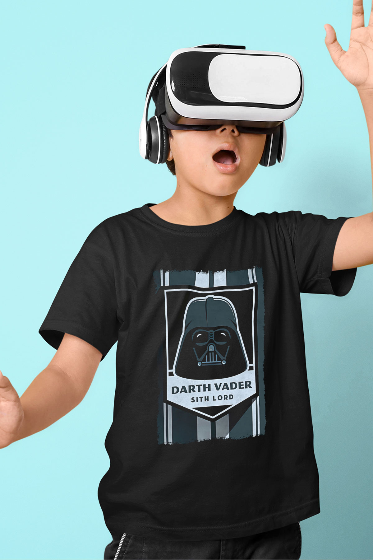 Star Wars (Dart Vader) Baskılı Unisex Siyah Çocuk Tişört - Tshirt