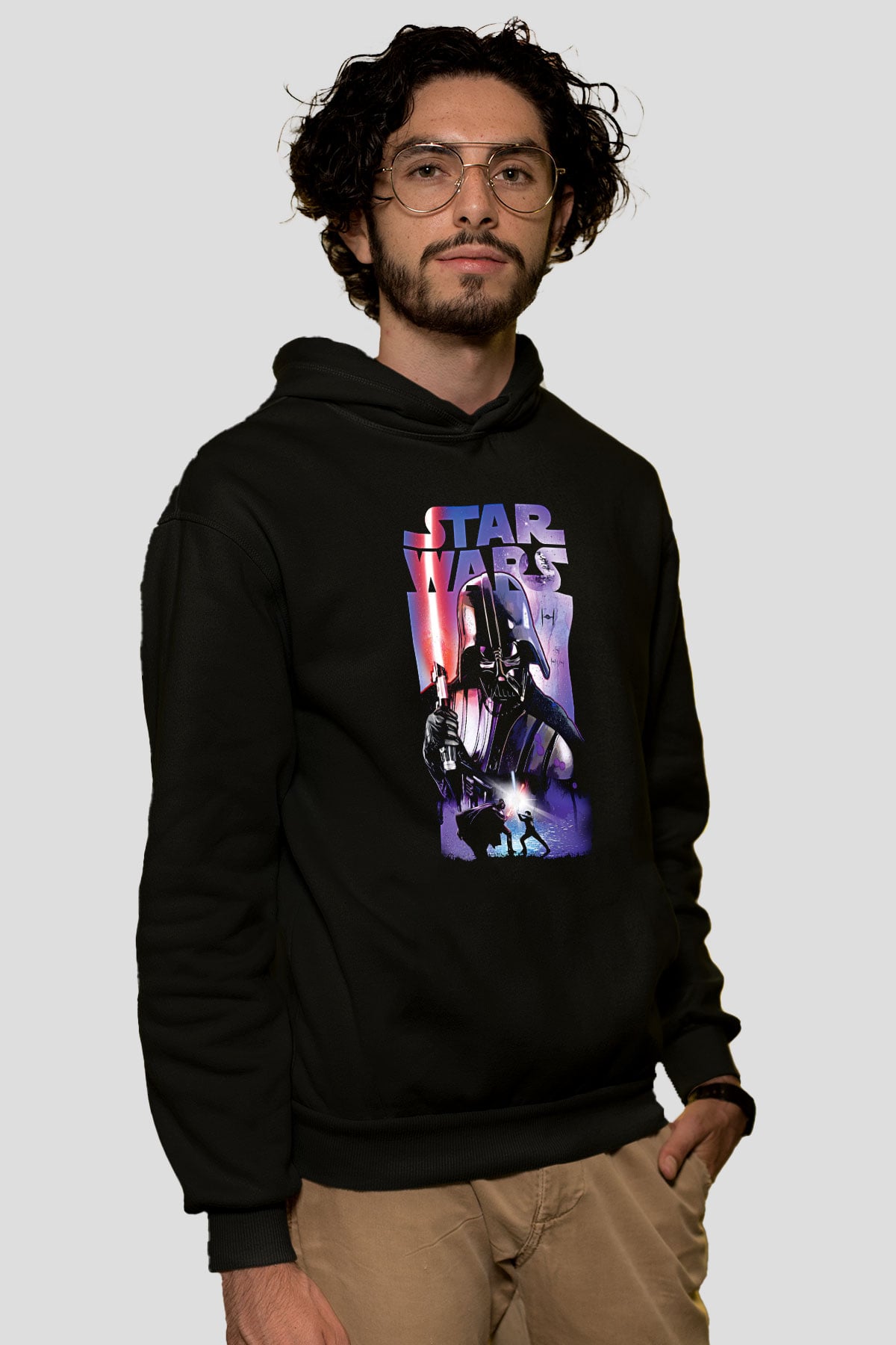 Star Wars (Dart Vader) Baskılı Unisex Siyah Hoodie