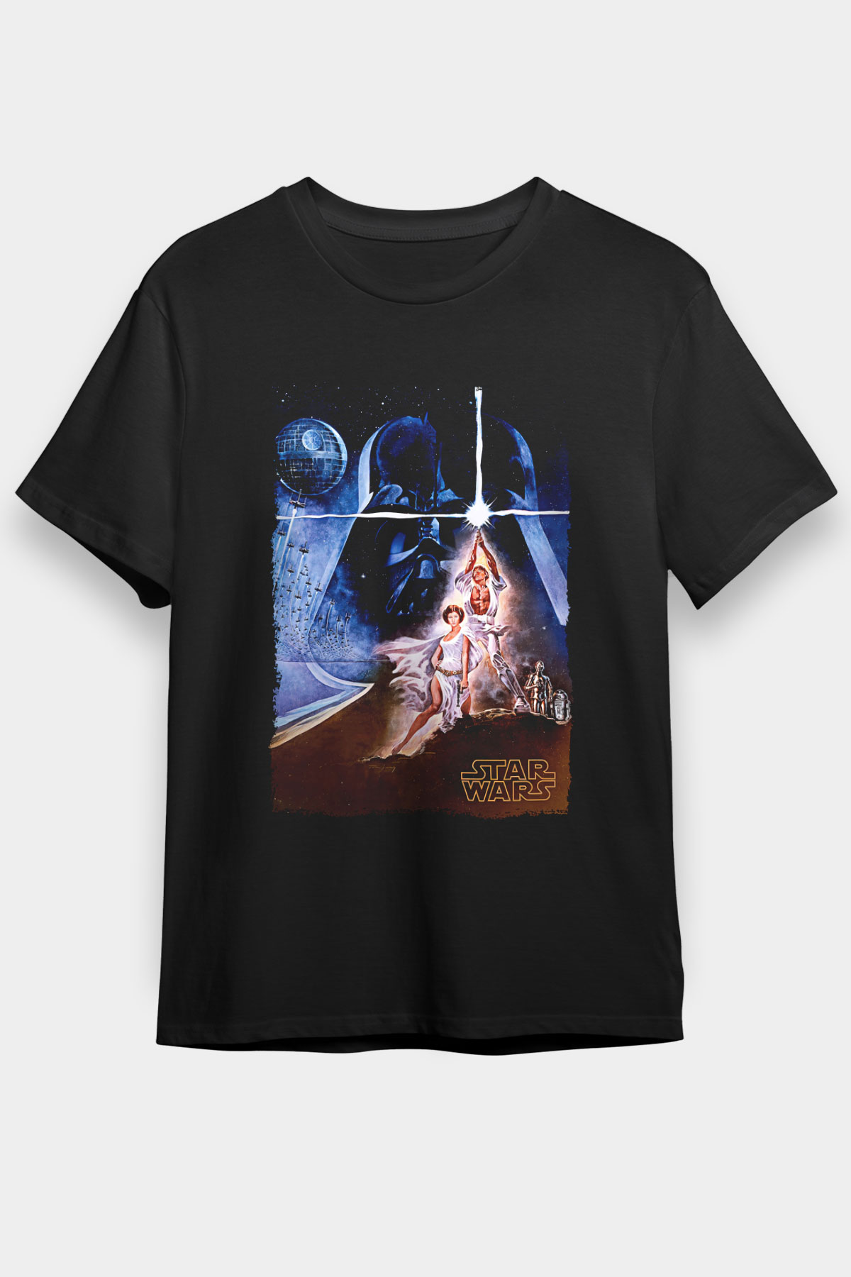 Star Wars (Dart Vader) Baskılı Unisex Siyah Tişört - Tshirt