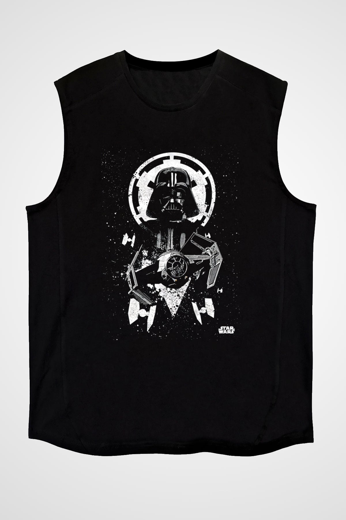 Star Wars (Dart Vader) Baskılı Unisex Siyah Kolsuz Tişört - Tshirt