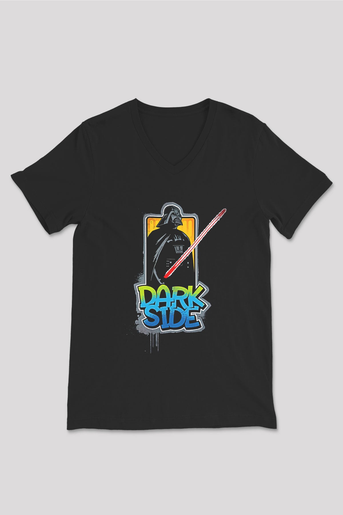 Star Wars (Dart Vader) Baskılı Unisex Siyah V Yaka Tişört - Tshirt