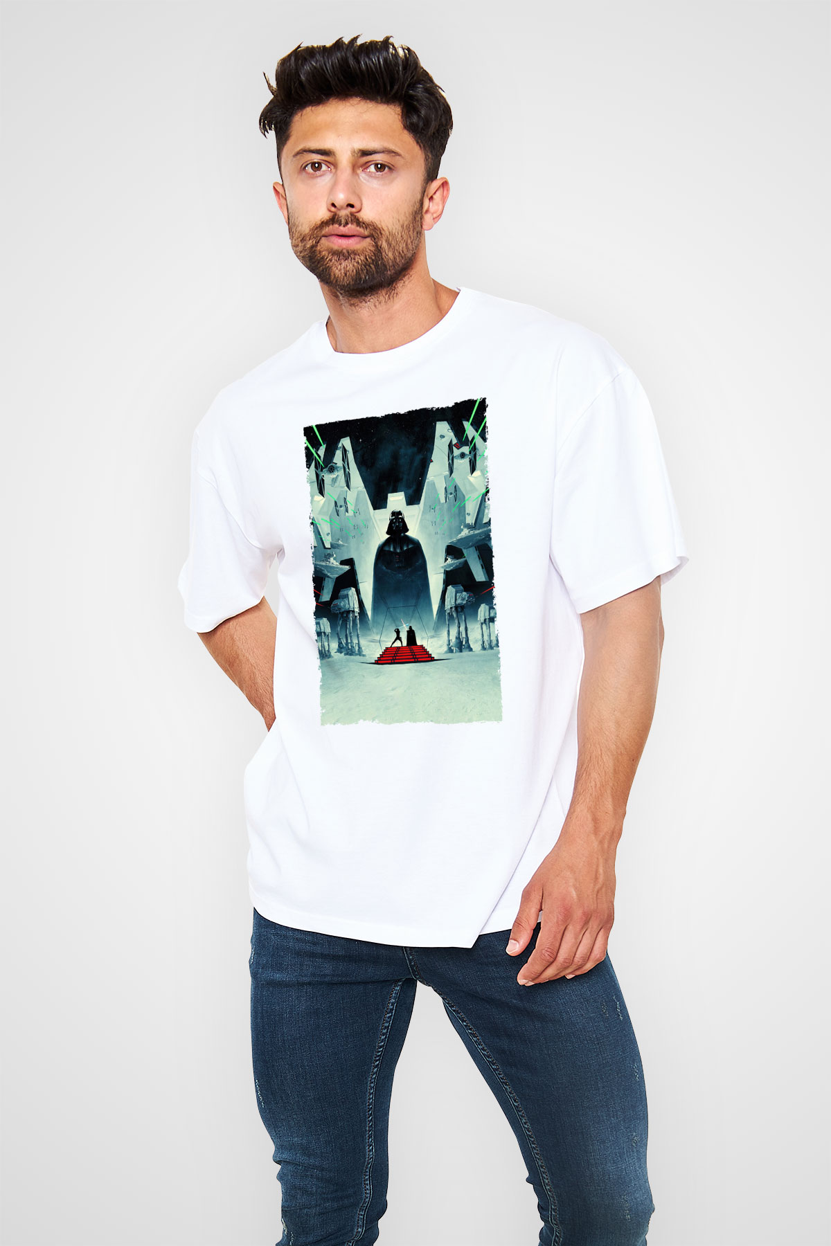 Star Wars İmparator'un Dönüşü (The Empire Strikes Back) Baskılı Beyaz Unisex Oversize Oversize T-shirt