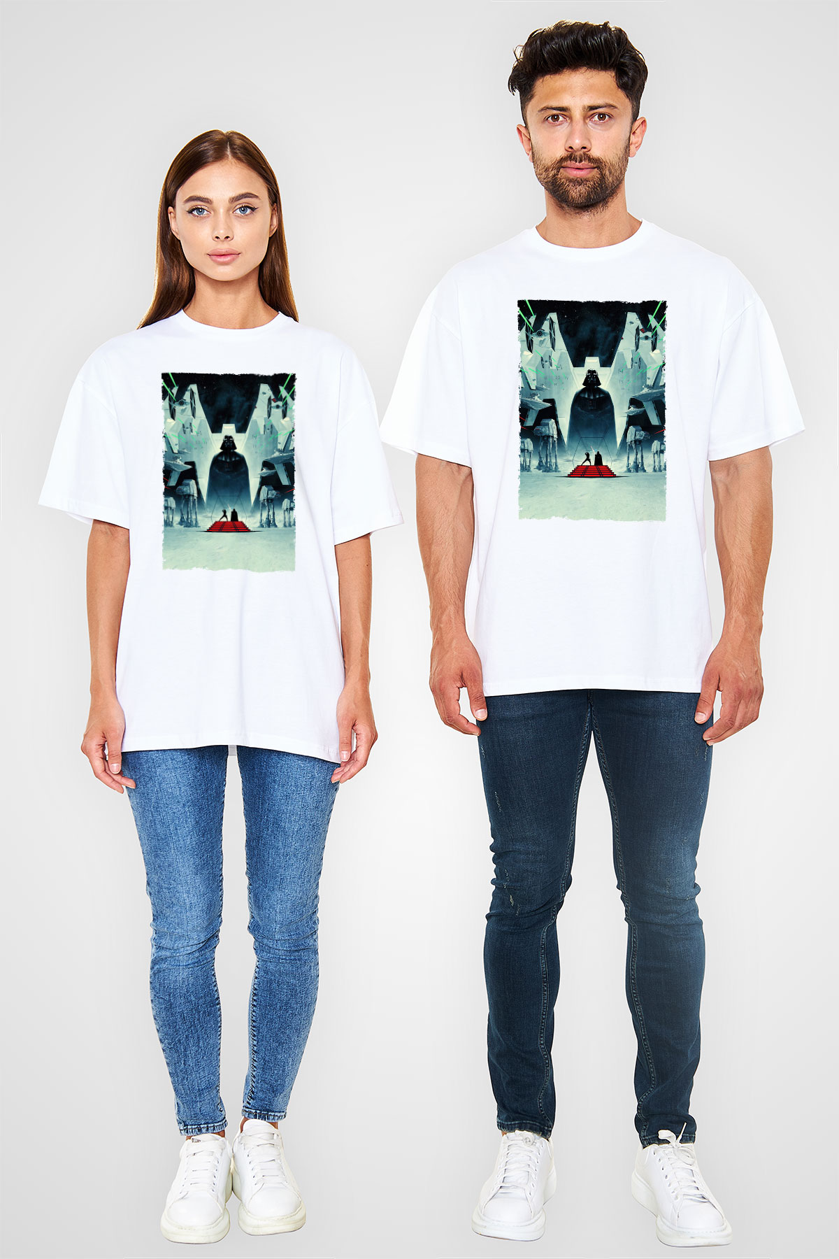 Star Wars İmparator'un Dönüşü (The Empire Strikes Back) Baskılı Beyaz Unisex Oversize Oversize T-shirt