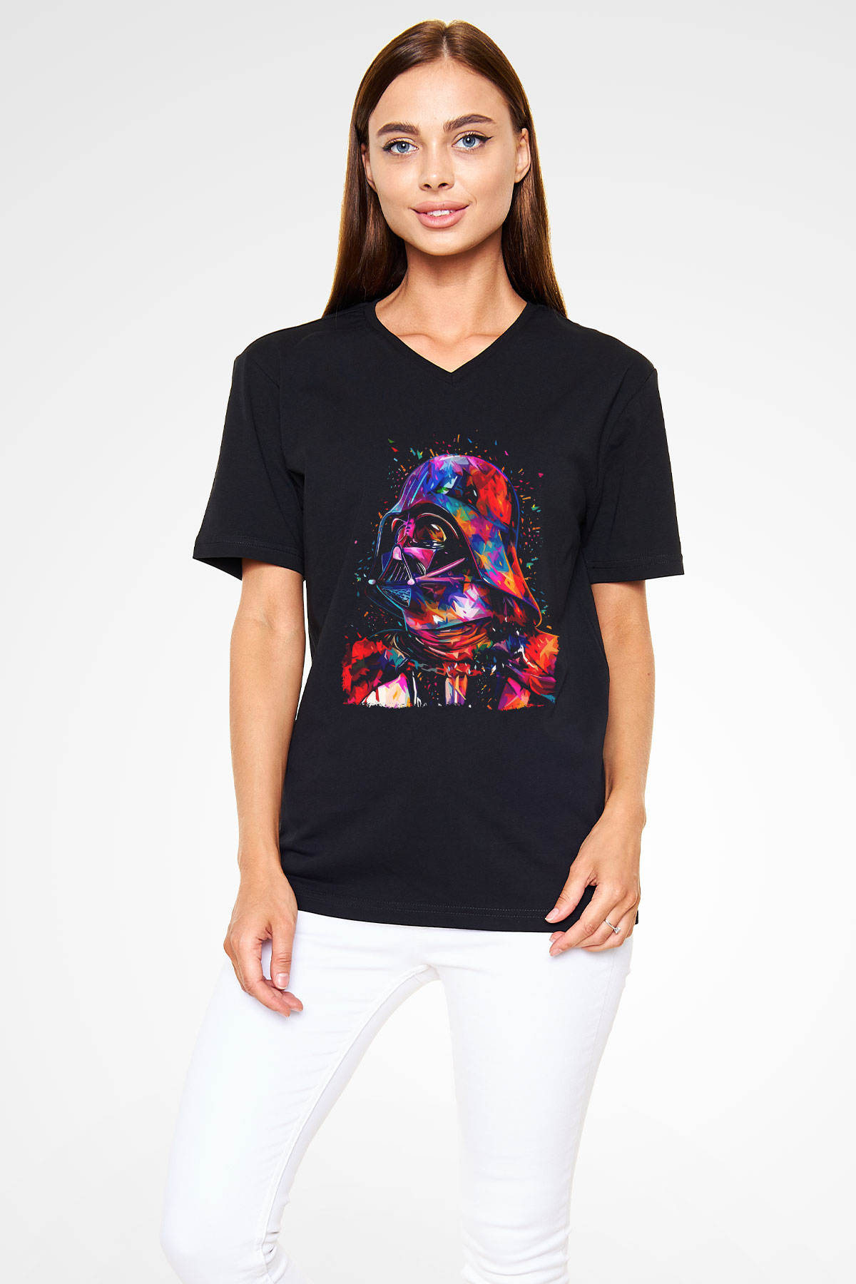 Star Wars Siyah Unisex V Yaka Tişört