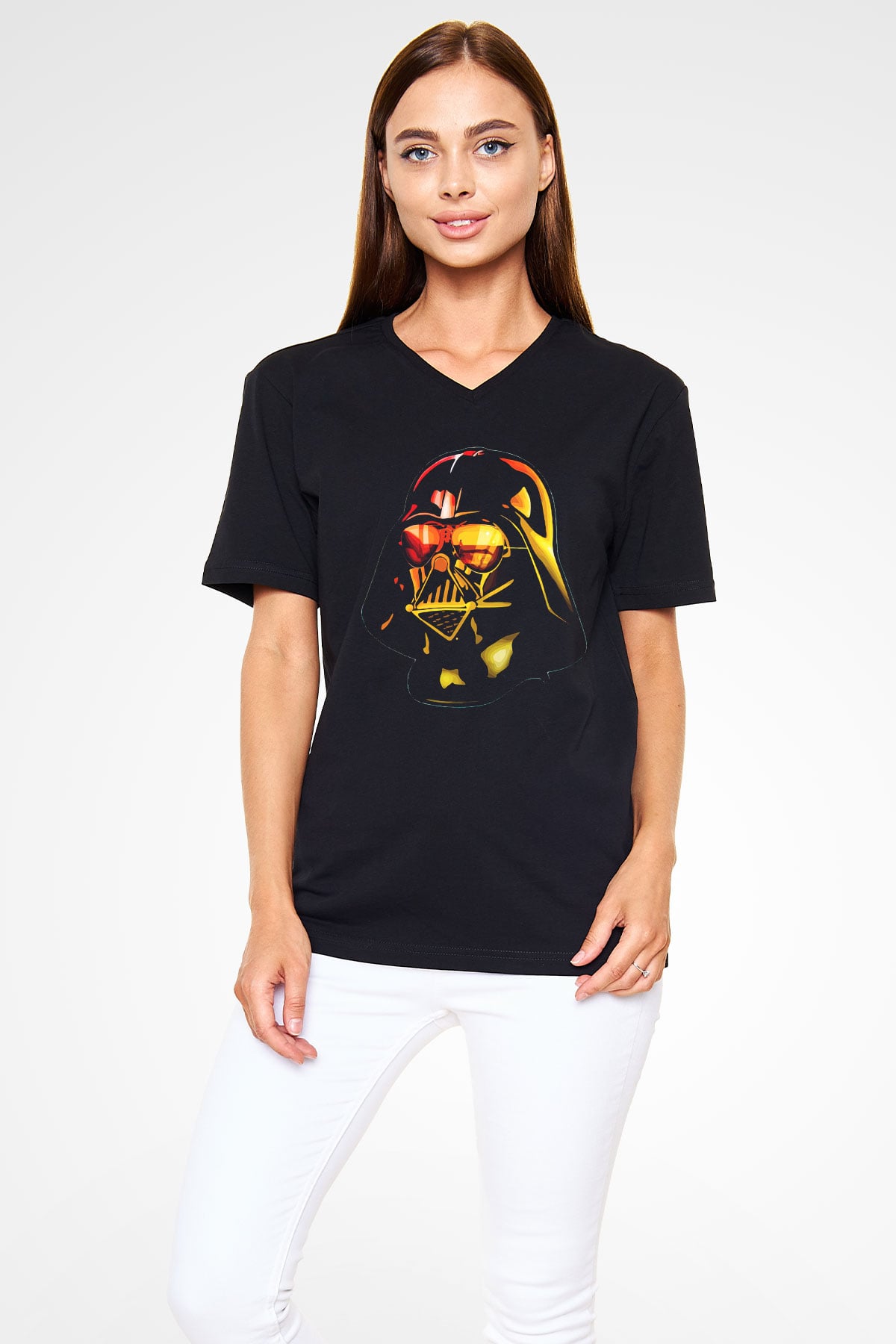 Star Wars Siyah Unisex V Yaka Tişört T-Shirt