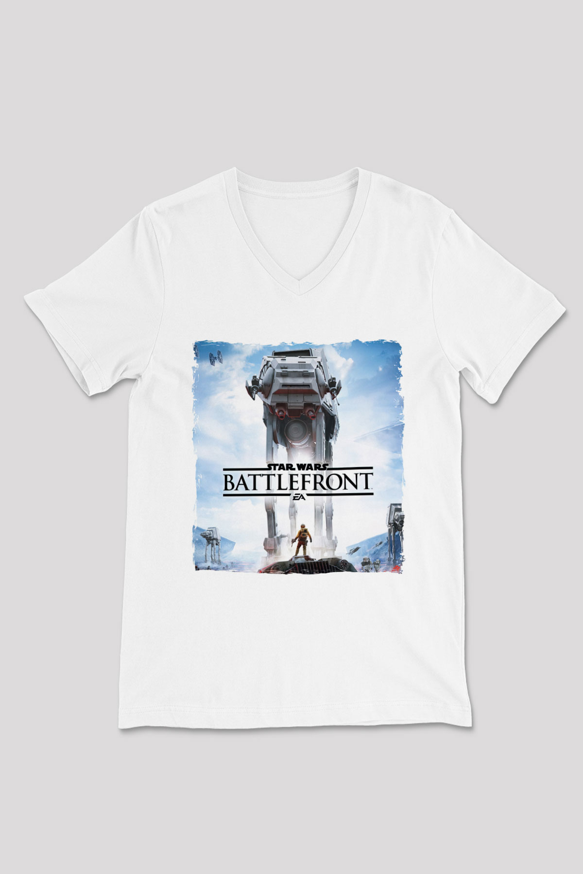 StarCraft Beyaz Unisex V Yaka Tişört