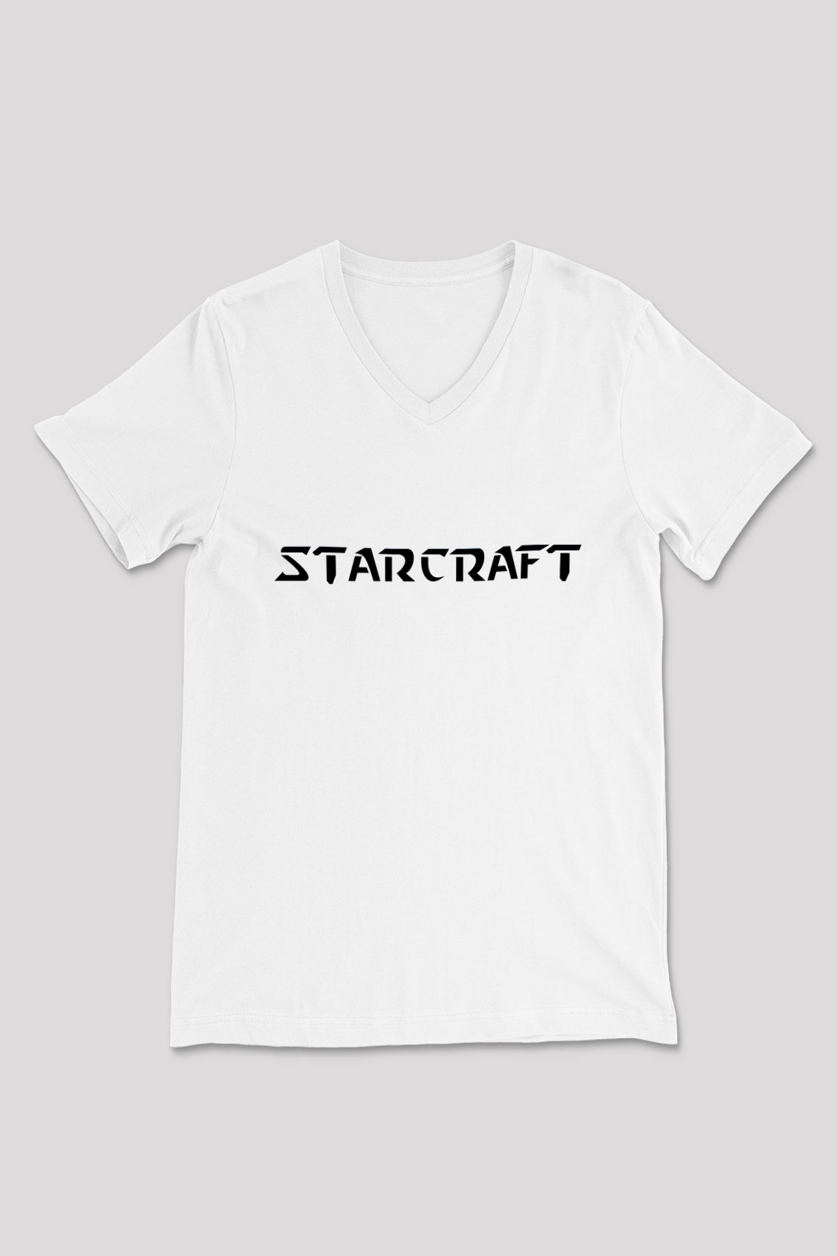StarCraft Beyaz Unisex V Yaka Tişört T-Shirt