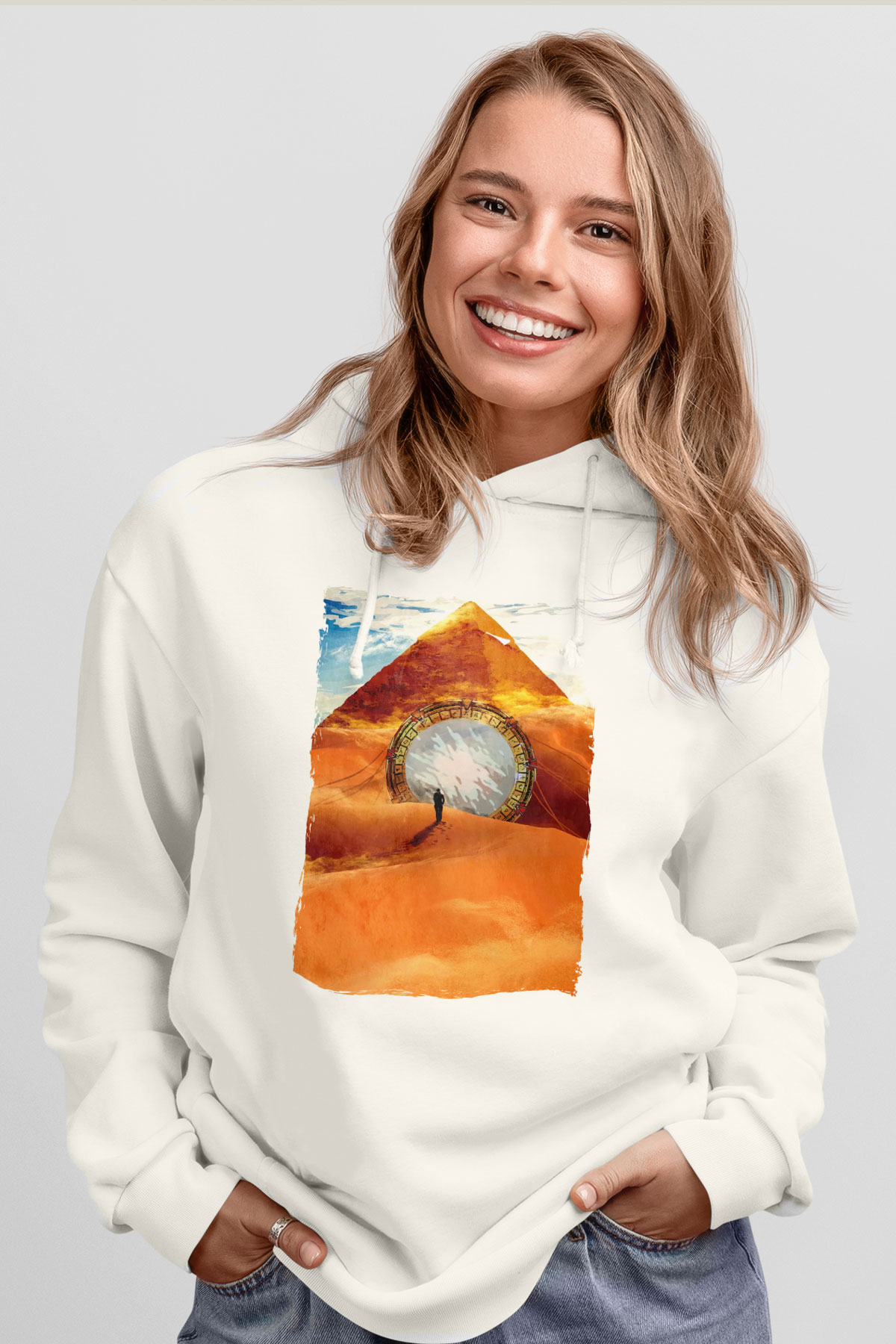 Stargate SG-1 Beyaz Unisex Hoodie