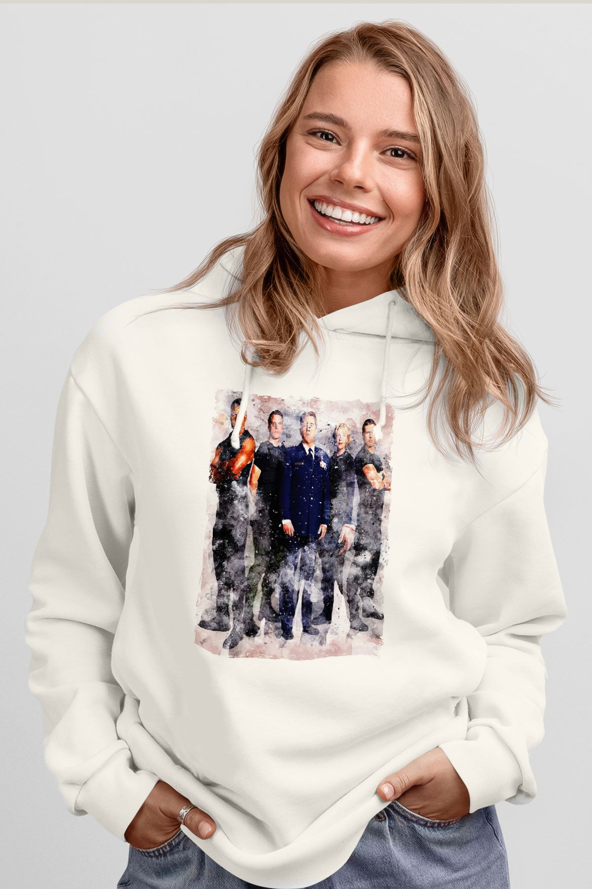 Stargate SG-1 Beyaz Unisex Hoodie
