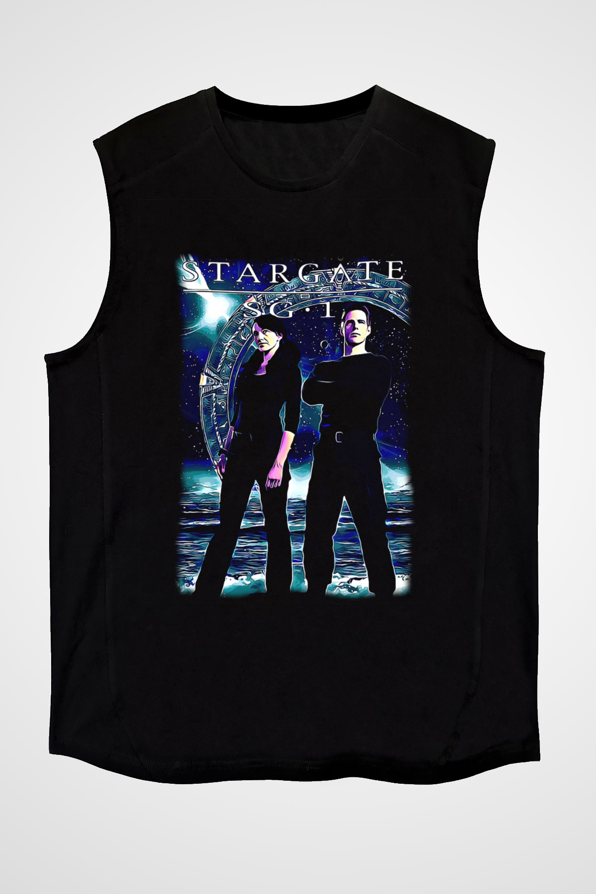 Stargate SG-1 Siyah Unisex Kolsuz Tişört