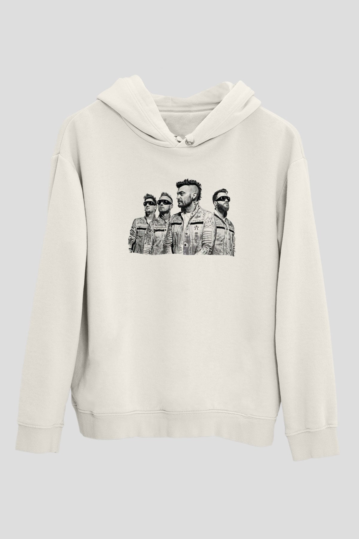 Starset Baskılı Beyaz Unisex Kapüşonlu Sweatshirt