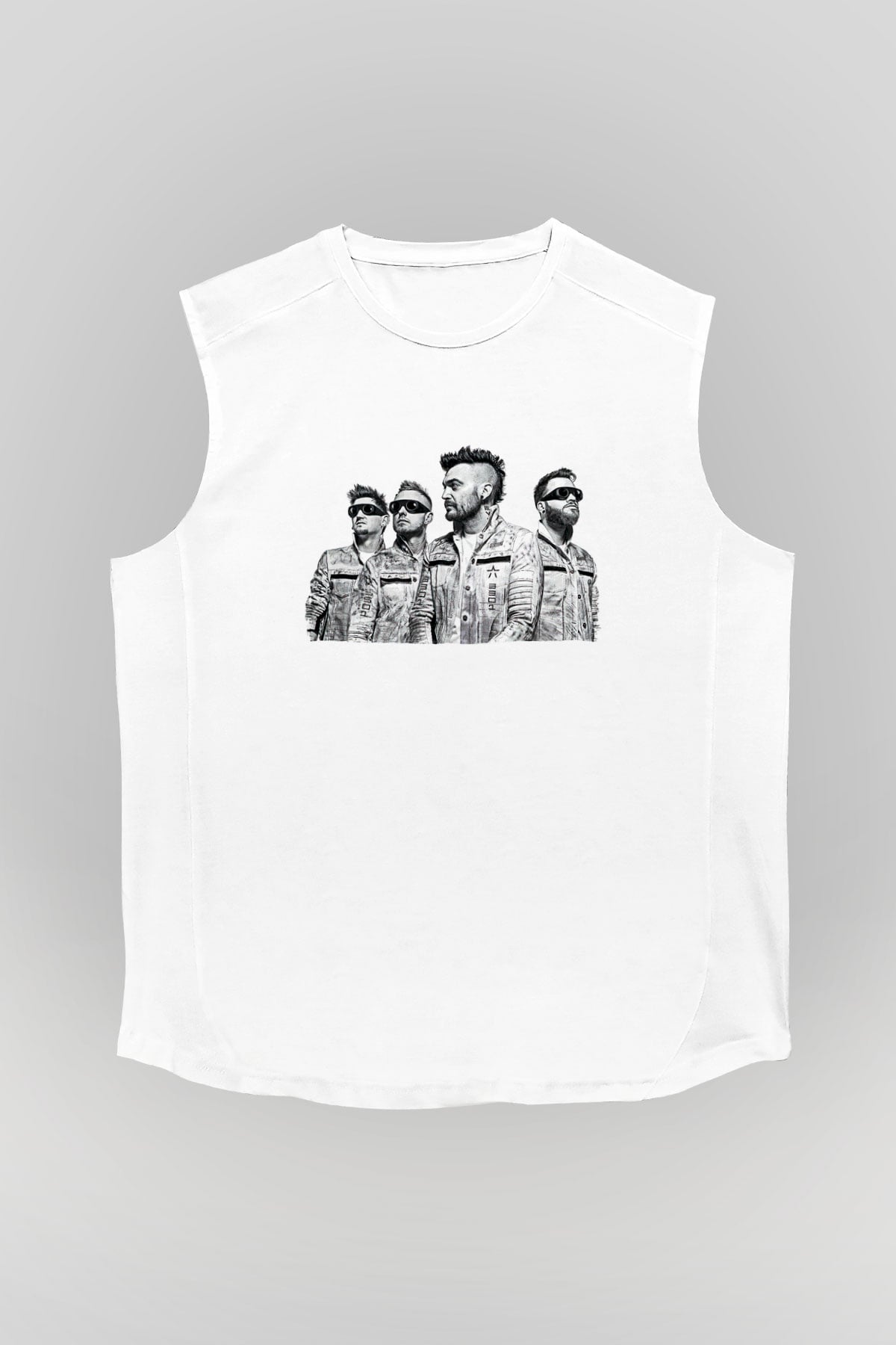 Starset Baskılı Beyaz Unisex Kolsuz Tişört - Tshirt
