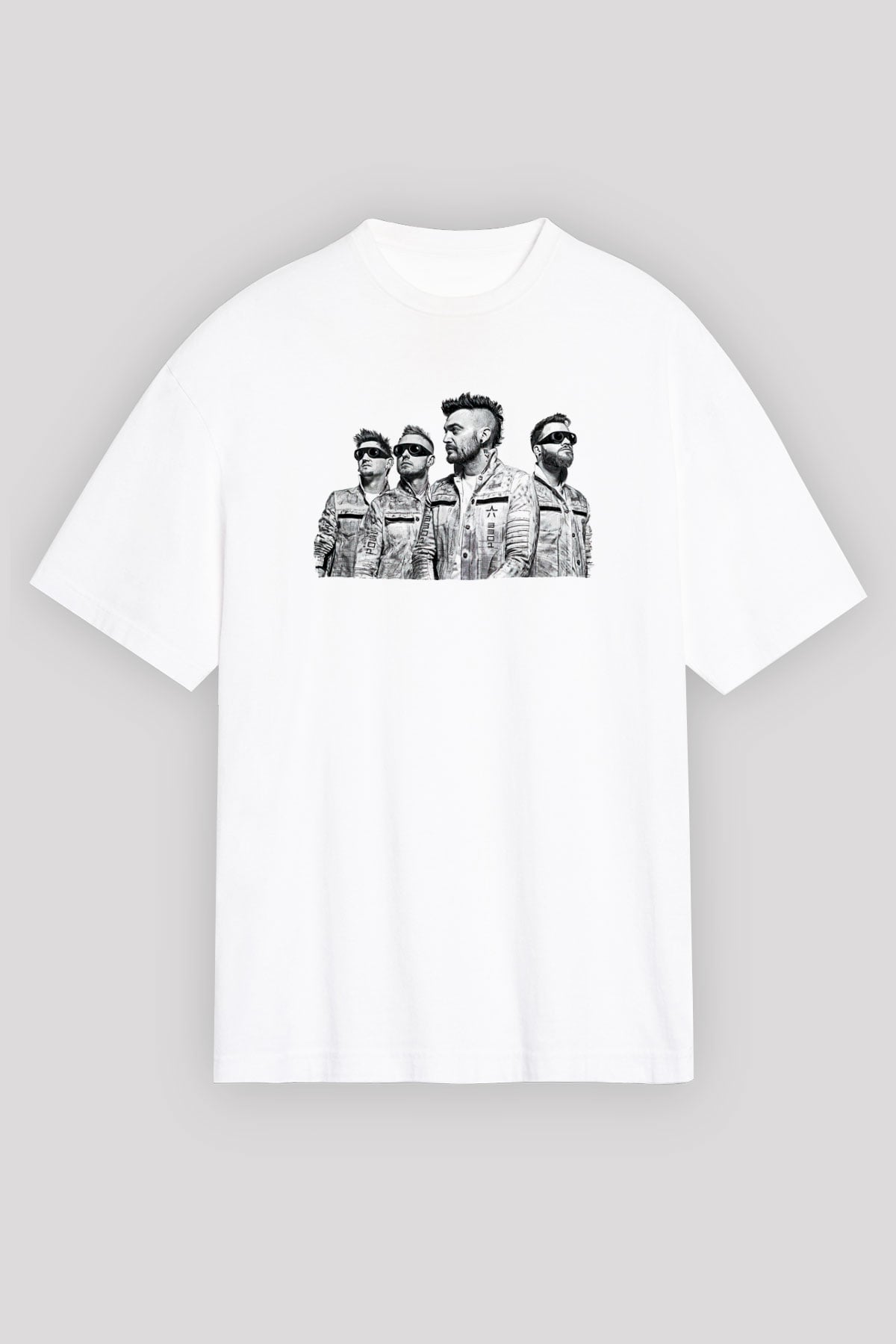 Starset Baskılı Beyaz Unisex Oversize Tişört - Tshirt