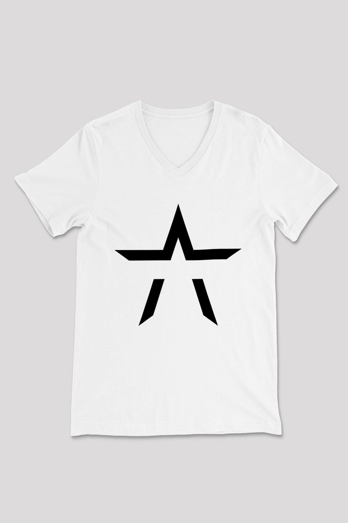 Starset Baskılı Beyaz Unisex V Yaka Tişört - Tshirt