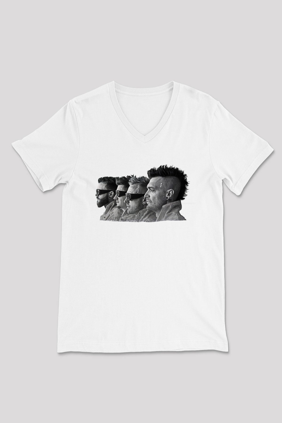 Starset Baskılı Beyaz Unisex V Yaka Tişört - Tshirt