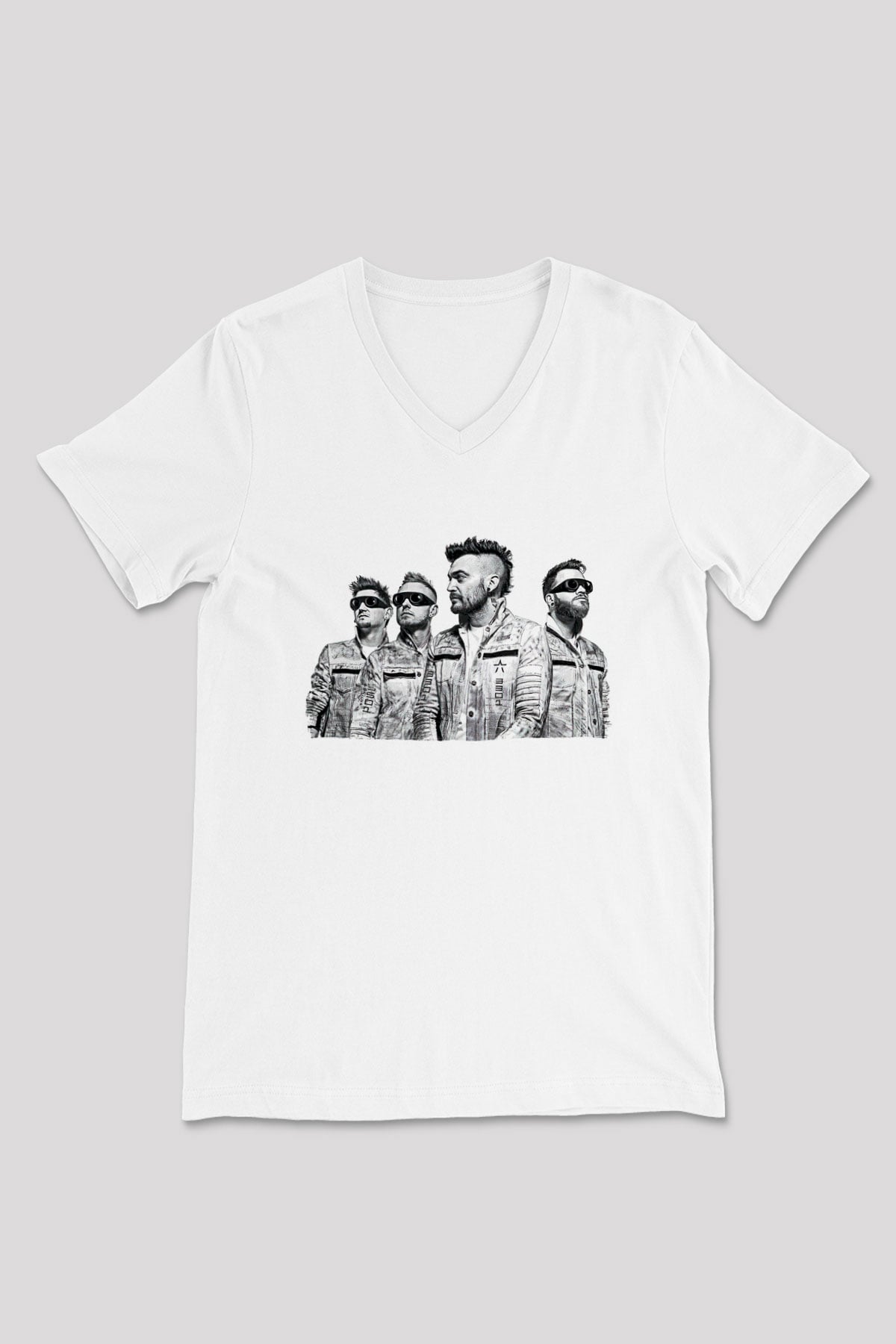 Starset Baskılı Beyaz Unisex V Yaka Tişört - Tshirt