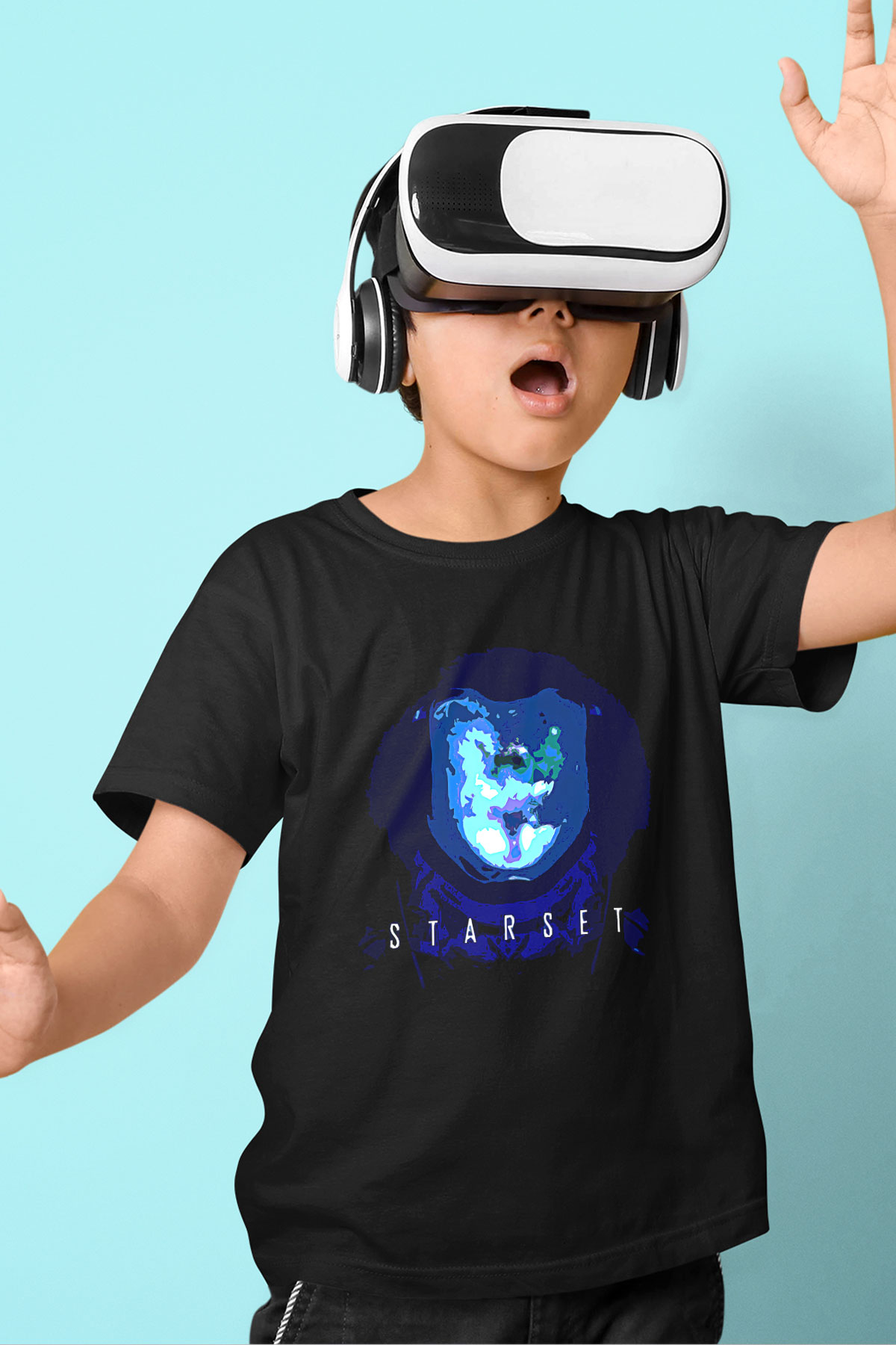 Starset Baskılı Unisex Siyah Çocuk Tişört - Tshirt