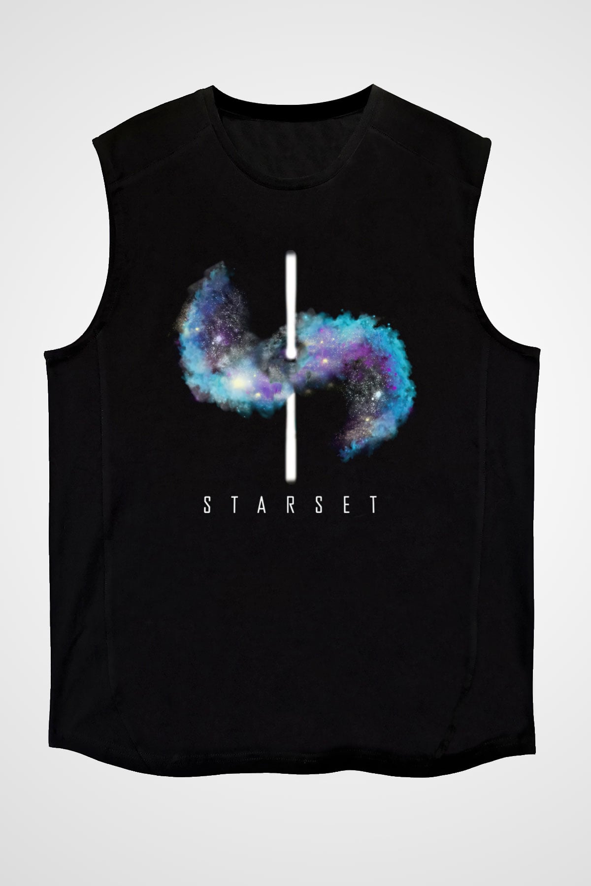 Starset Baskılı Unisex Siyah Kolsuz Tişört - Tshirt