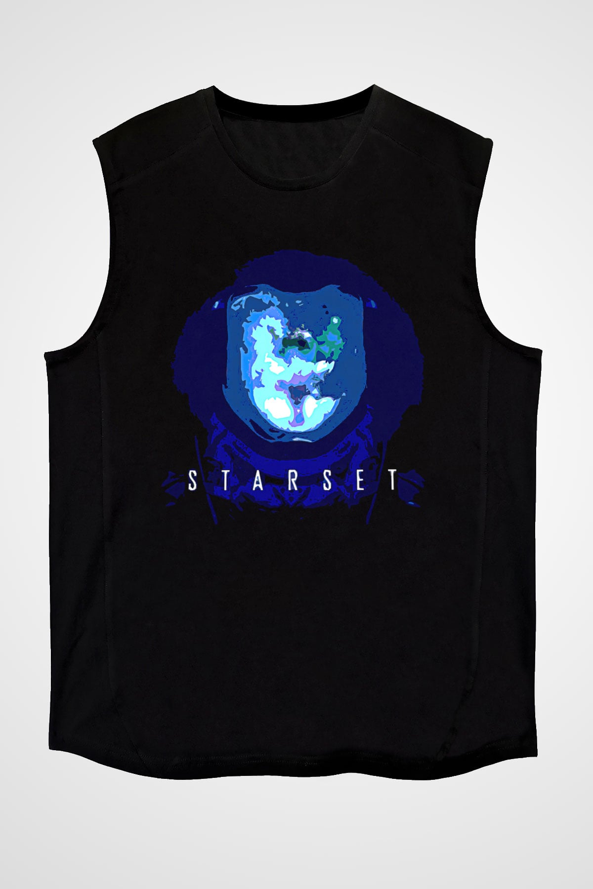 Starset Baskılı Unisex Siyah Kolsuz Tişört - Tshirt