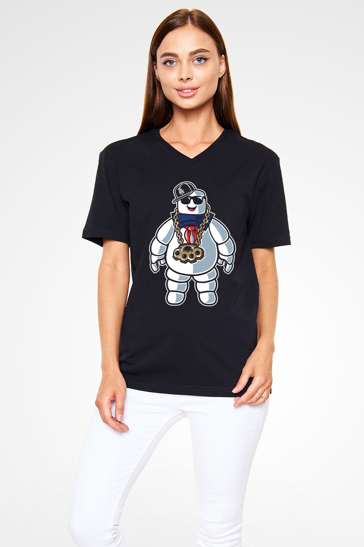 Stay Dope Baskılı Unisex Siyah V Yaka Tişört