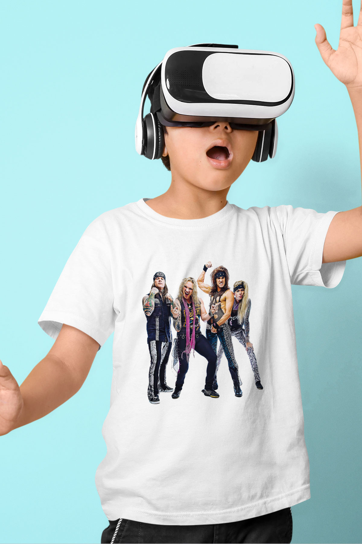 Steel Panther Baskılı Beyaz Unisex Beyaz Çocuk Tişört - Tshirt