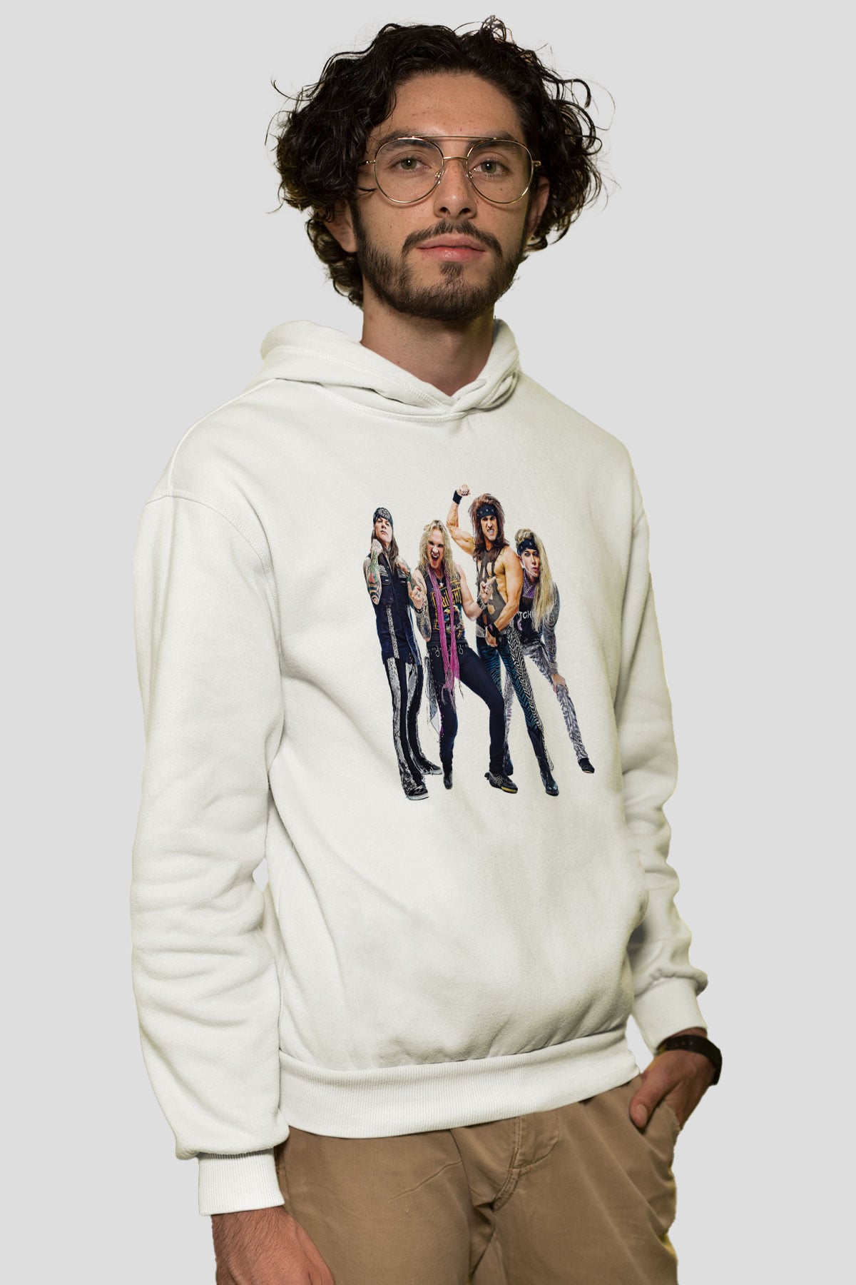 Steel Panther Baskılı Beyaz Unisex Kapüşonlu Sweatshirt