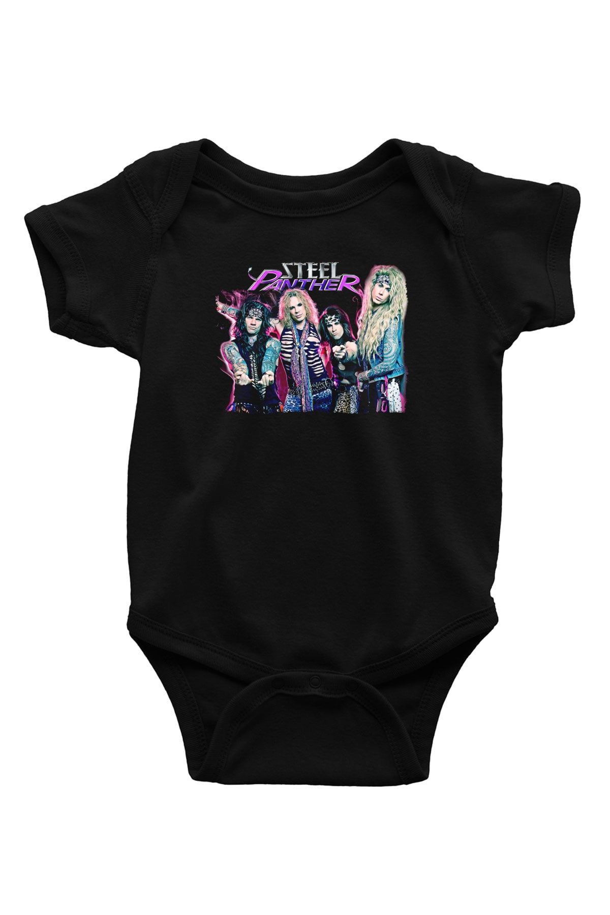 Steel Panther Baskılı Unisex Siyah Bebek Body - Zıbın