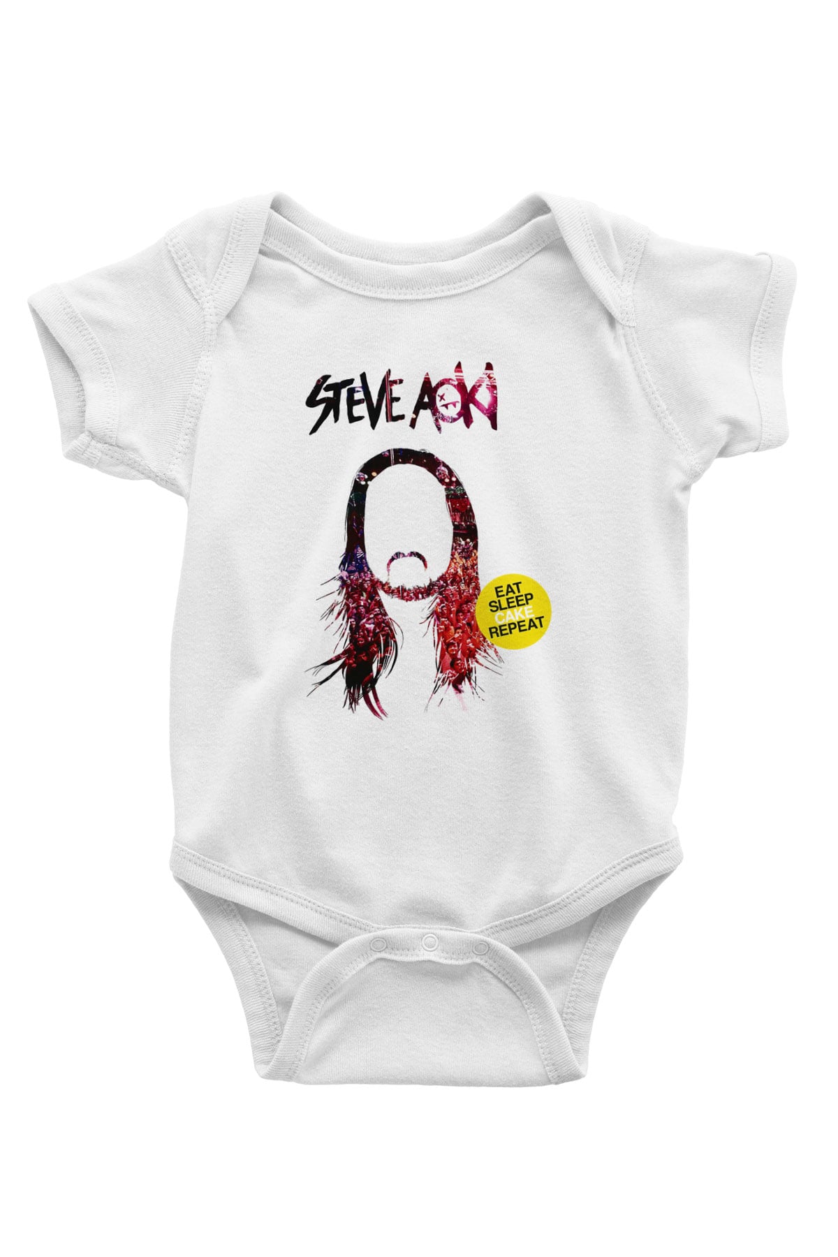 Steve Aoki Baskılı Beyaz Unisex Bebek Body - Zıbın