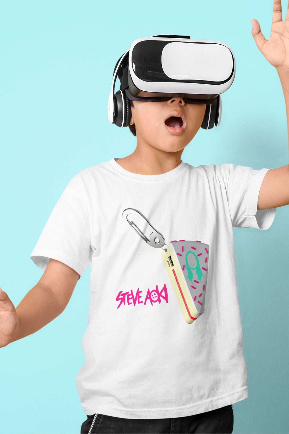 Steve Aoki Baskılı Beyaz Unisex Çocuk Tişört