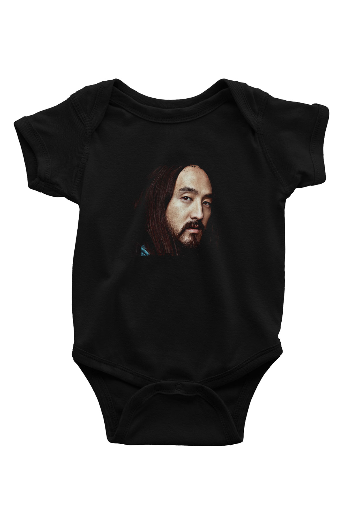 Steve Aoki Baskılı Unisex Siyah Bebek Body - Zıbın