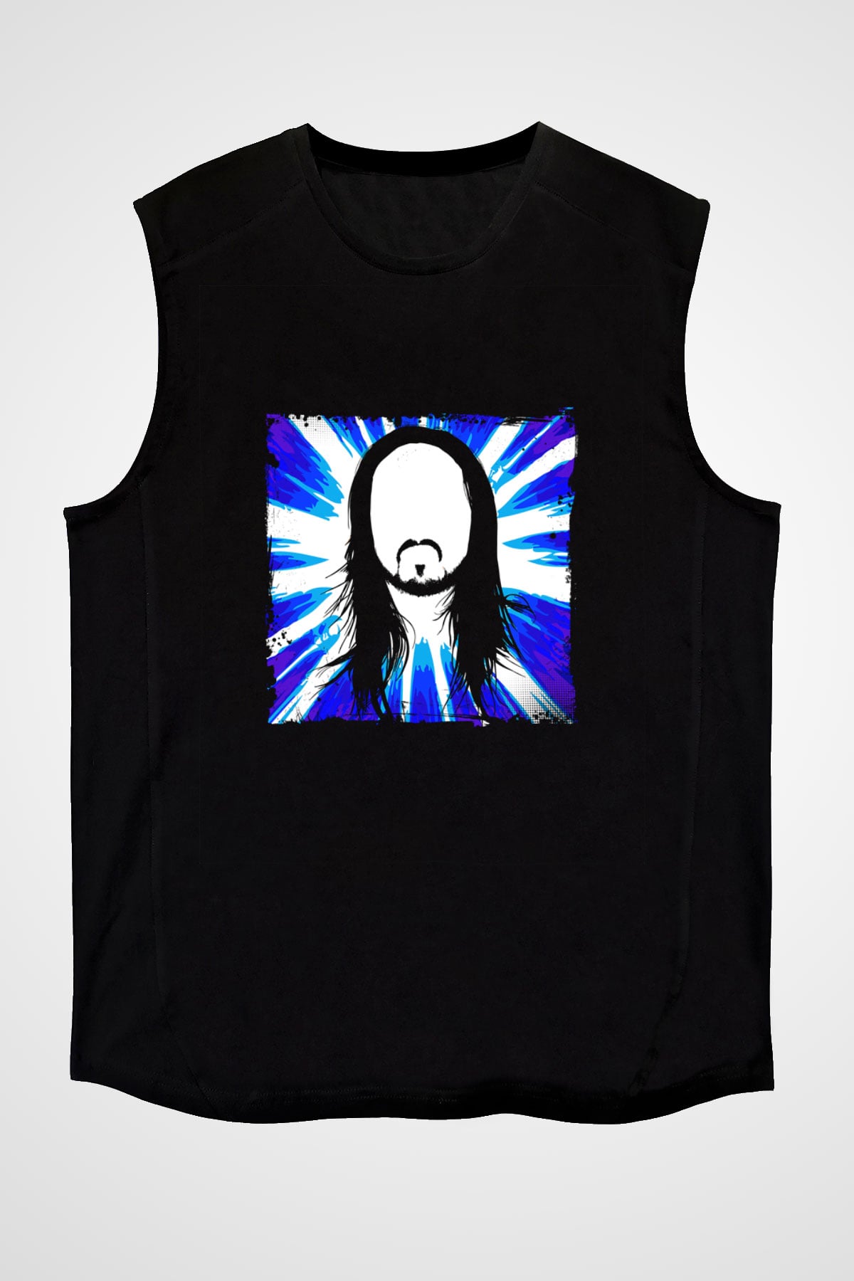 Steve Aoki Baskılı Unisex Siyah Kolsuz Tişört