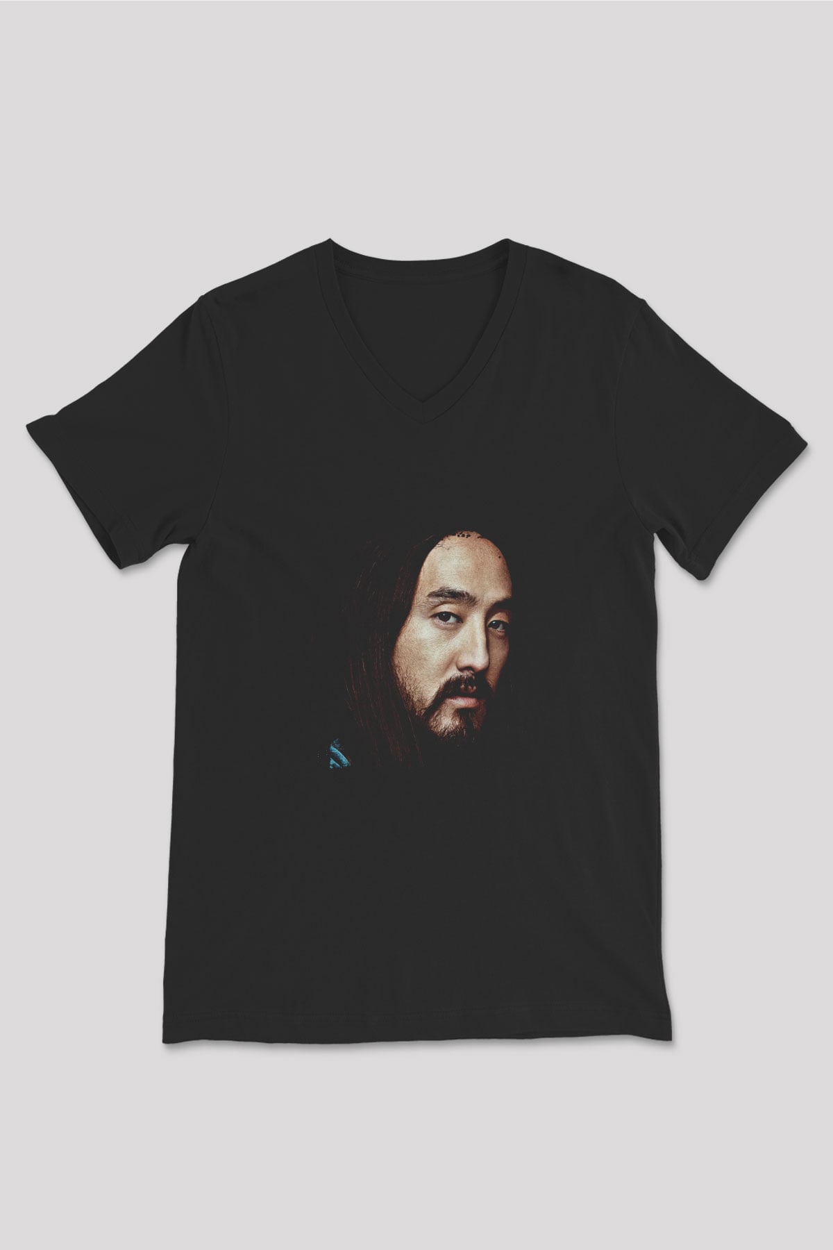 Steve Aoki Baskılı Unisex Siyah V Yaka Tişört