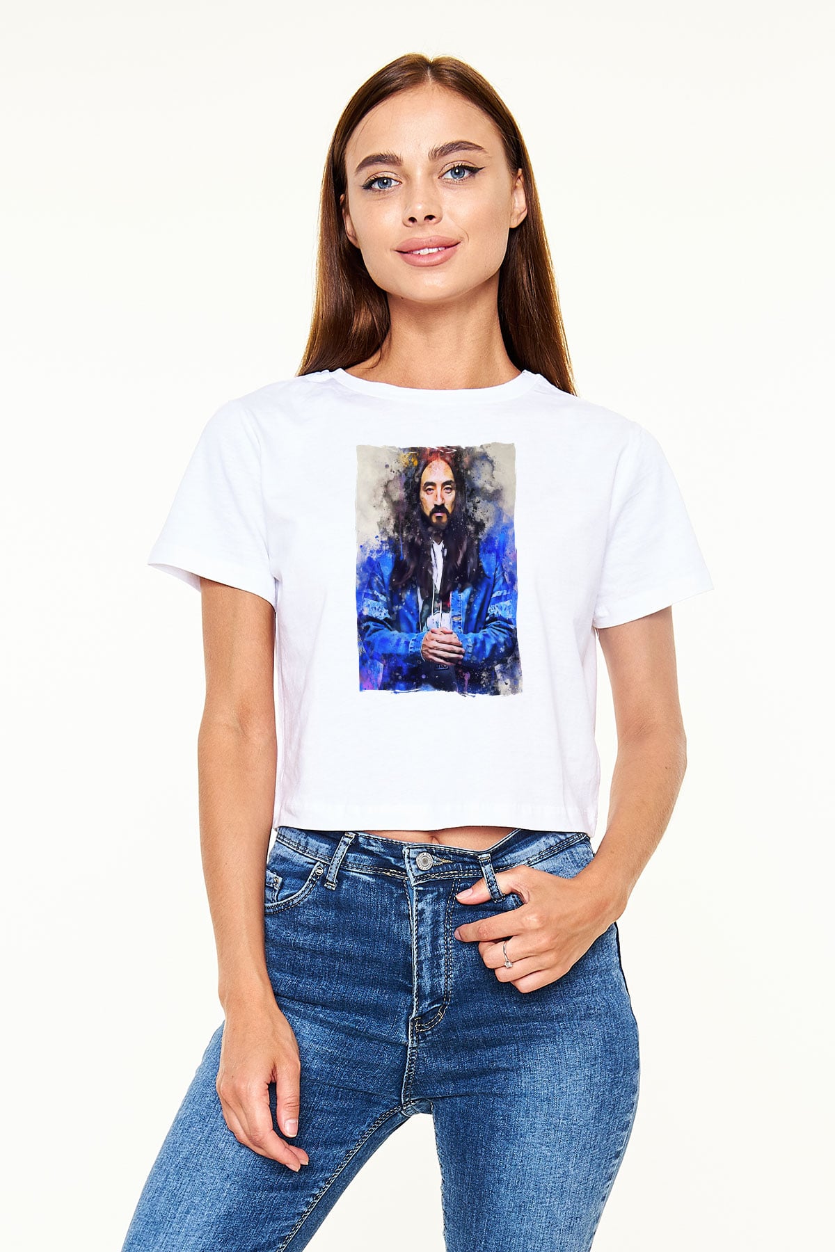 Steve Aoki Beyaz  Crop Top Tişört