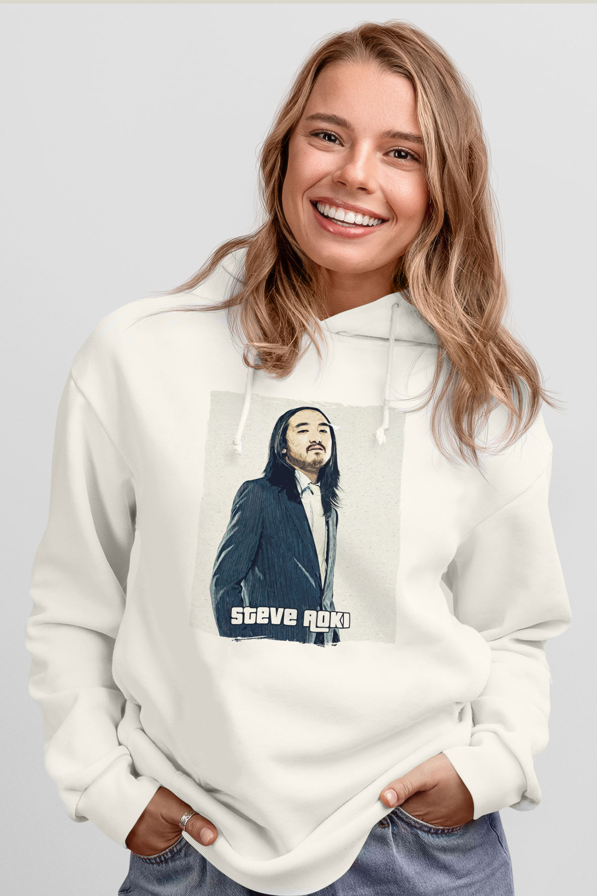 Steve Aoki Beyaz Unisex Kapüşonlu Sweatshirt