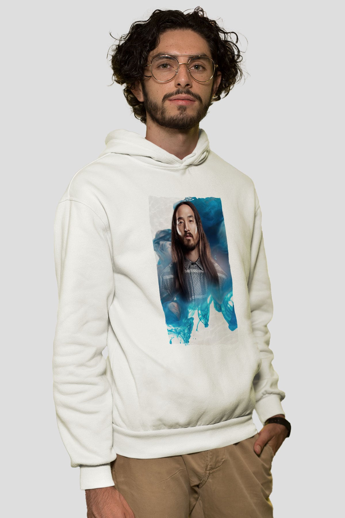 Steve Aoki Beyaz Unisex Kapüşonlu Sweatshirt