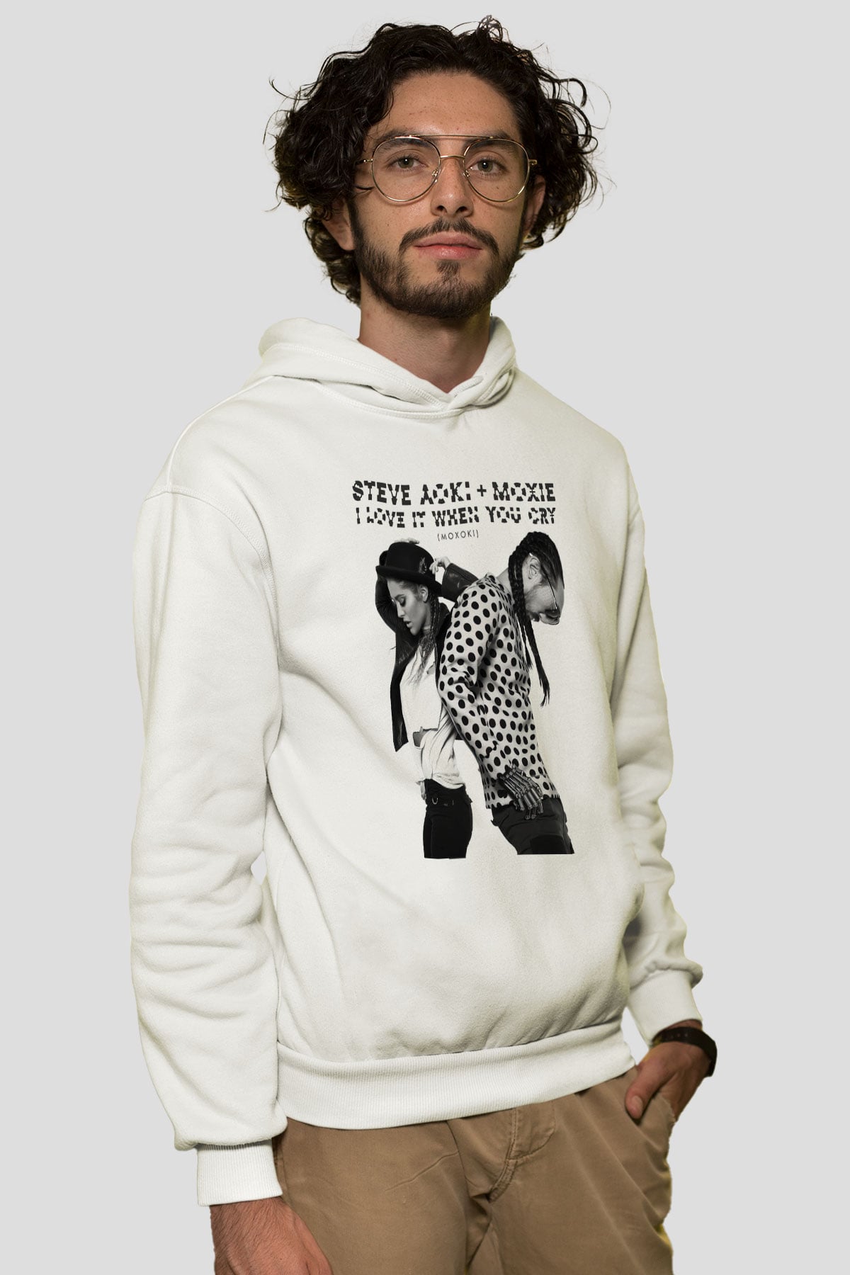 Steve Aoki Beyaz Unisex Kapüşonlu Sweatshirt