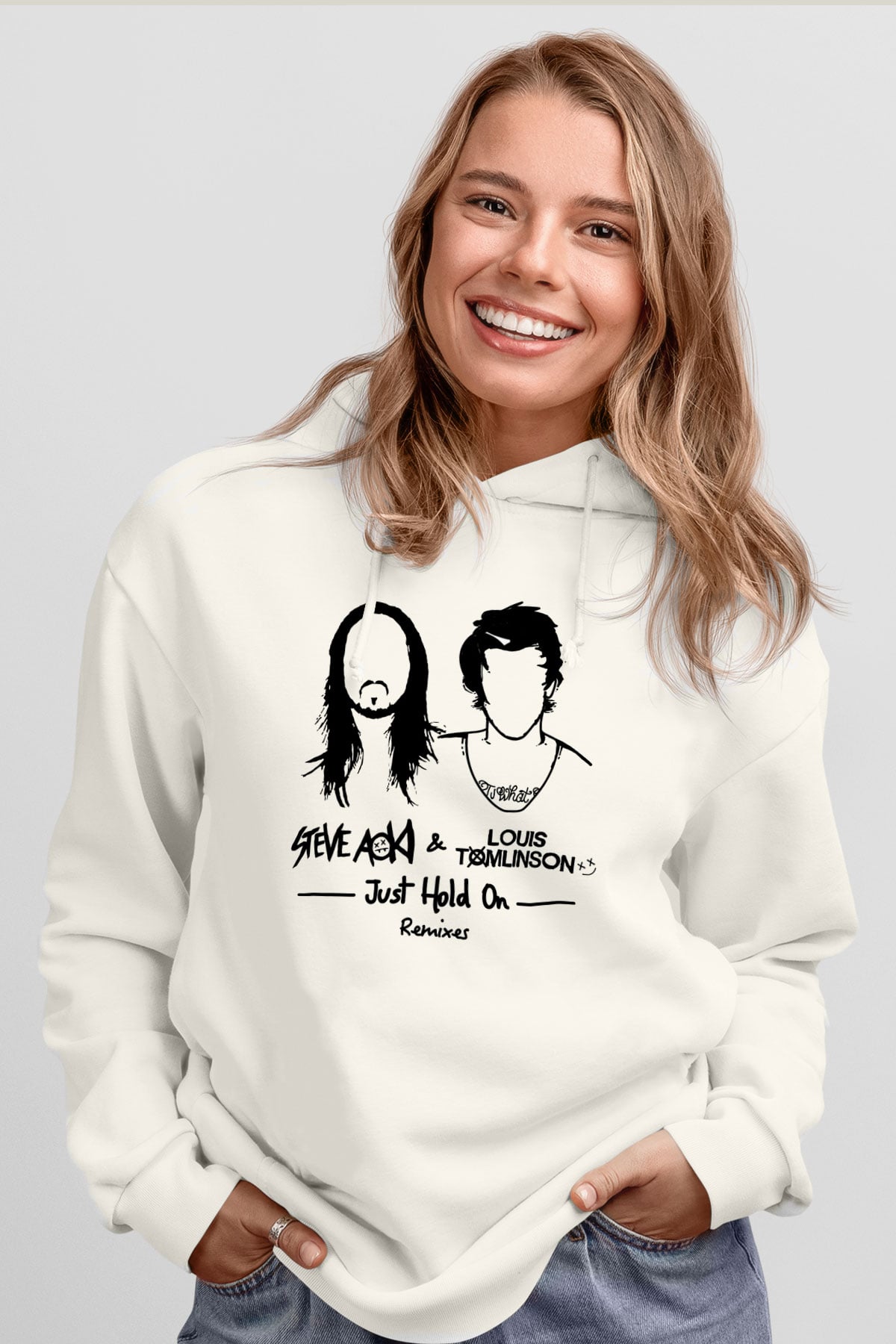 Steve Aoki Beyaz Unisex Kapüşonlu Sweatshirt