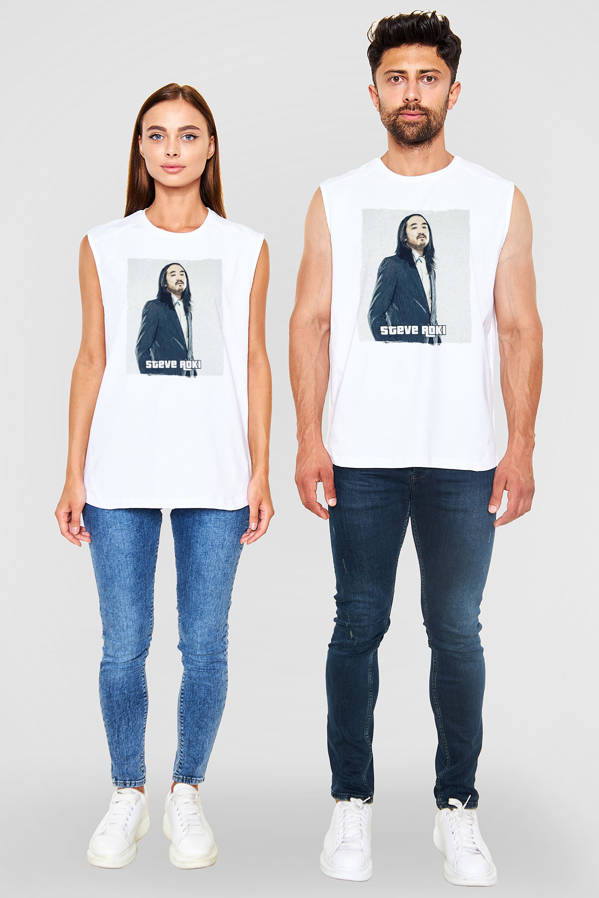 Steve Aoki Beyaz Unisex Kolsuz Tişört