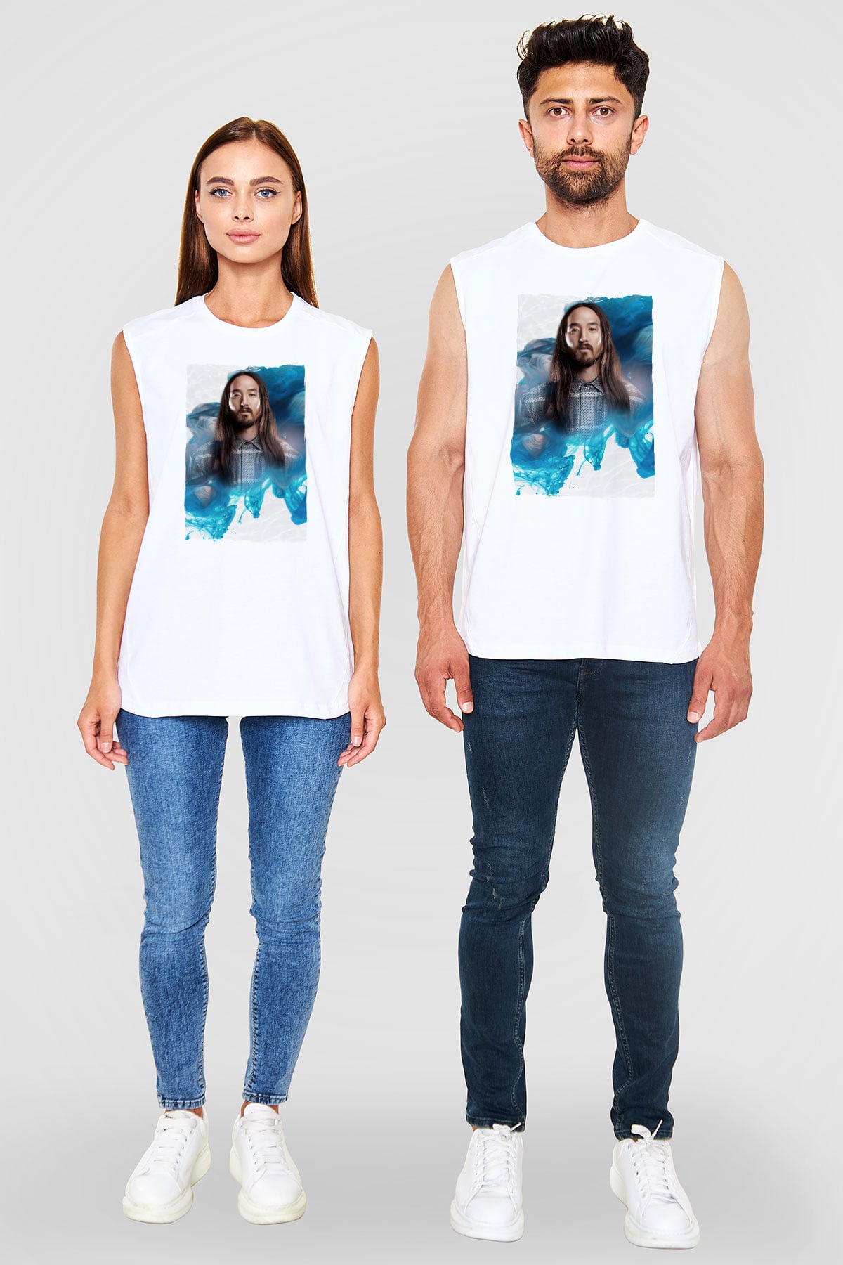 Steve Aoki Beyaz Unisex Kolsuz Tişört