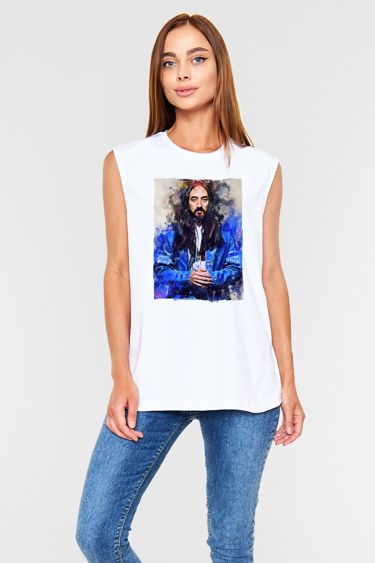 Steve Aoki Beyaz Unisex Kolsuz Tişört