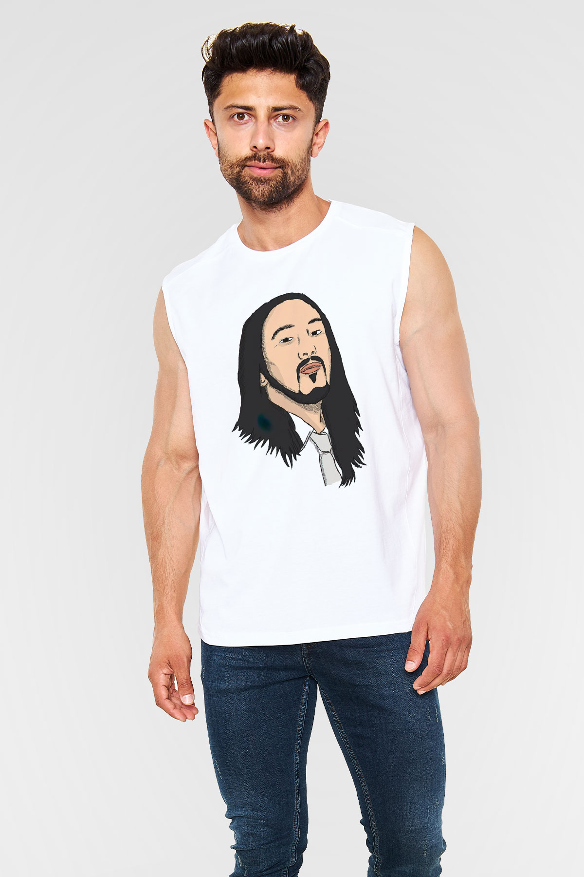 Steve Aoki Beyaz Unisex Kolsuz Tişört