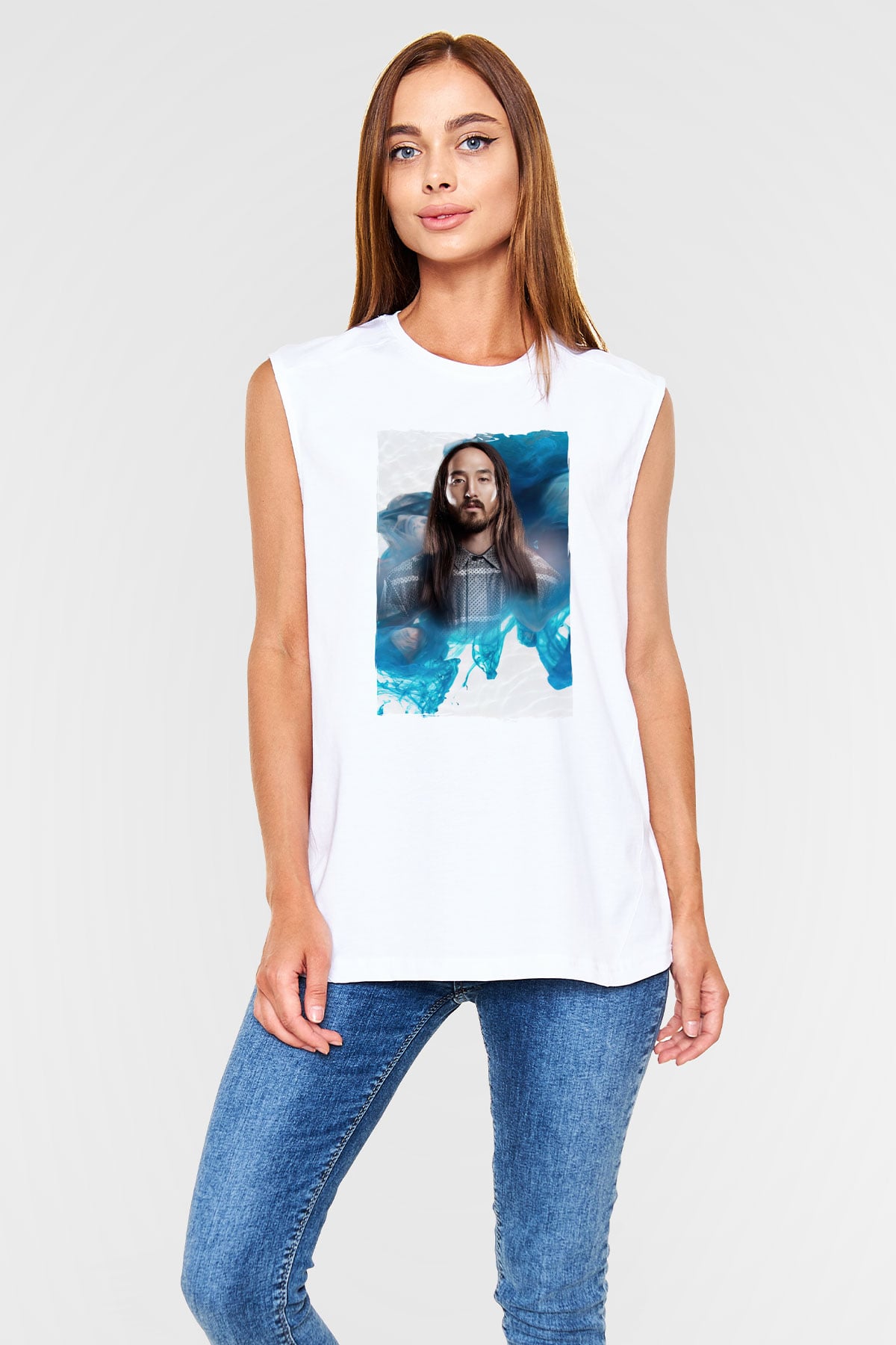 Steve Aoki Beyaz Unisex Kolsuz Tişört
