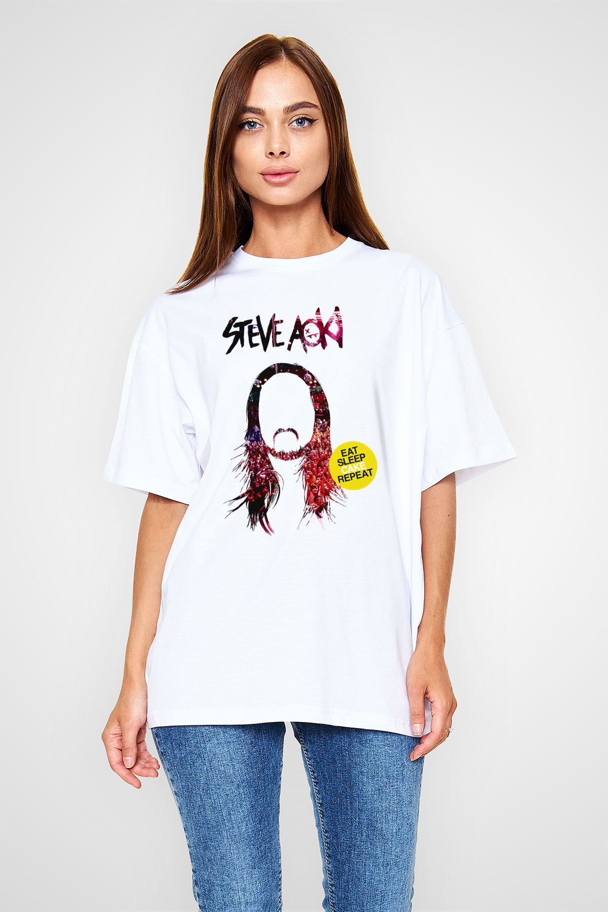 Steve Aoki Beyaz Unisex Oversize Tişört T-Shirt