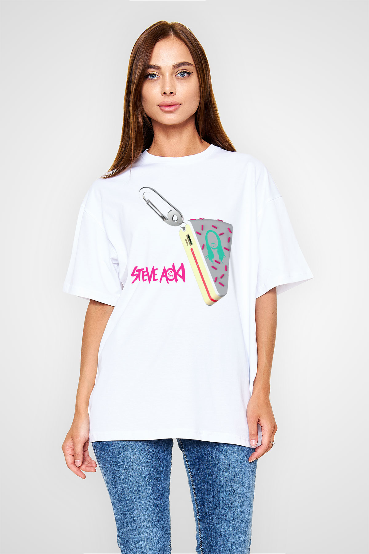 Steve Aoki Beyaz Unisex Oversize Tişört T-Shirt