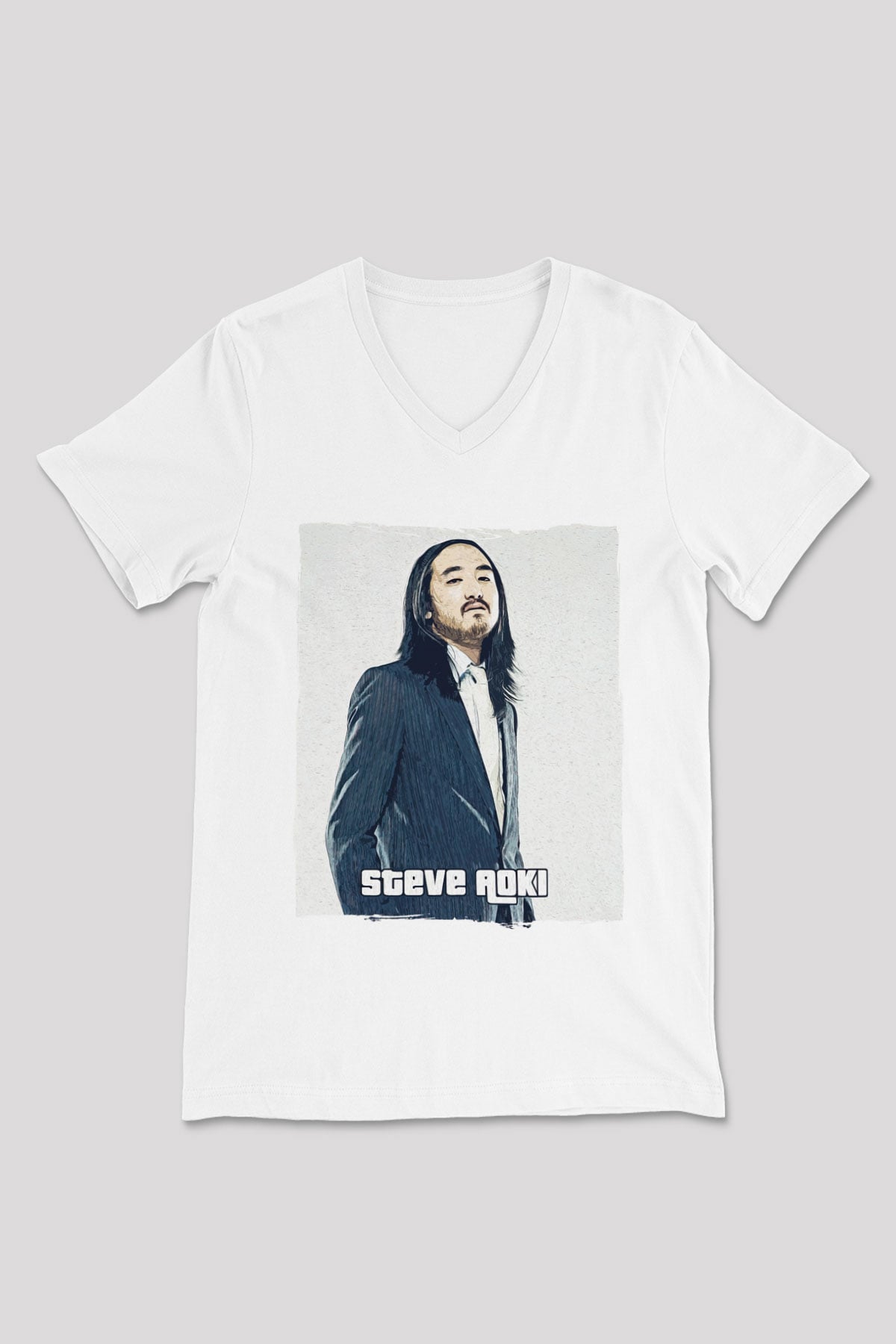 Steve Aoki Beyaz Unisex V Yaka Tişört