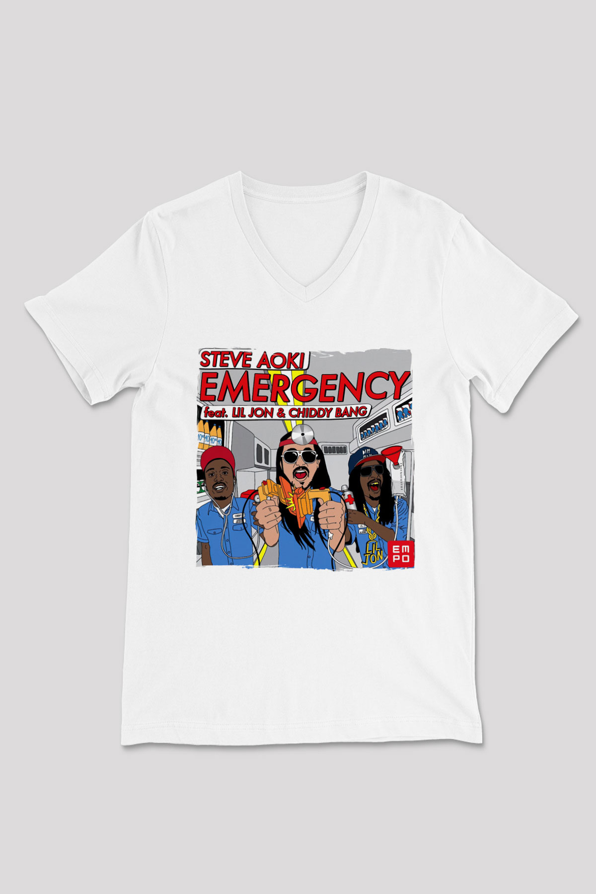 Steve Aoki Beyaz Unisex V Yaka Tişört