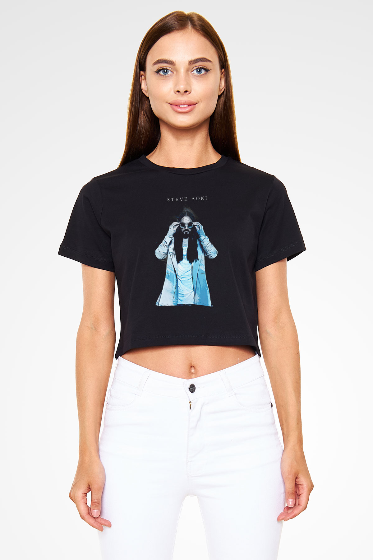 Steve Aoki Siyah  Crop Top Tişört
