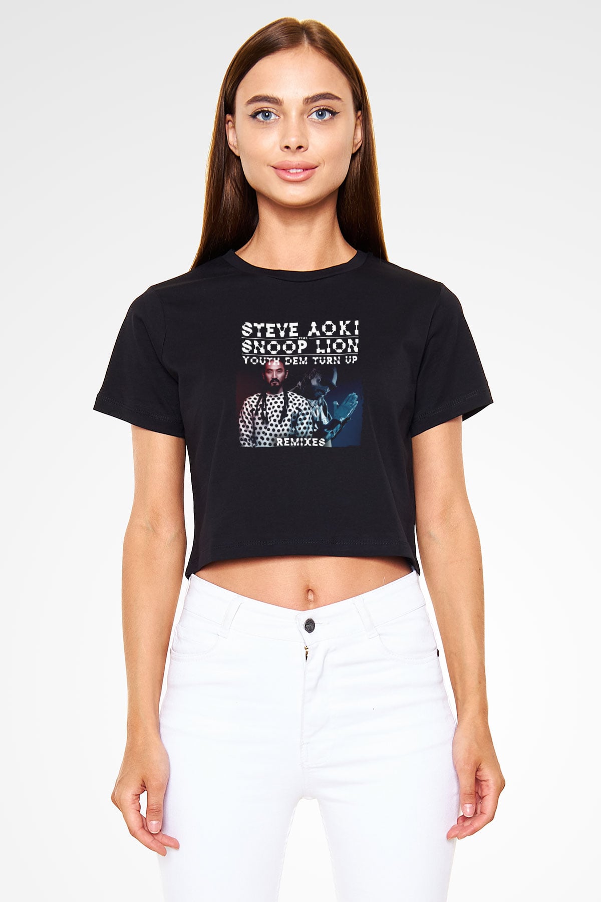 Steve Aoki Siyah  Crop Top Tişört