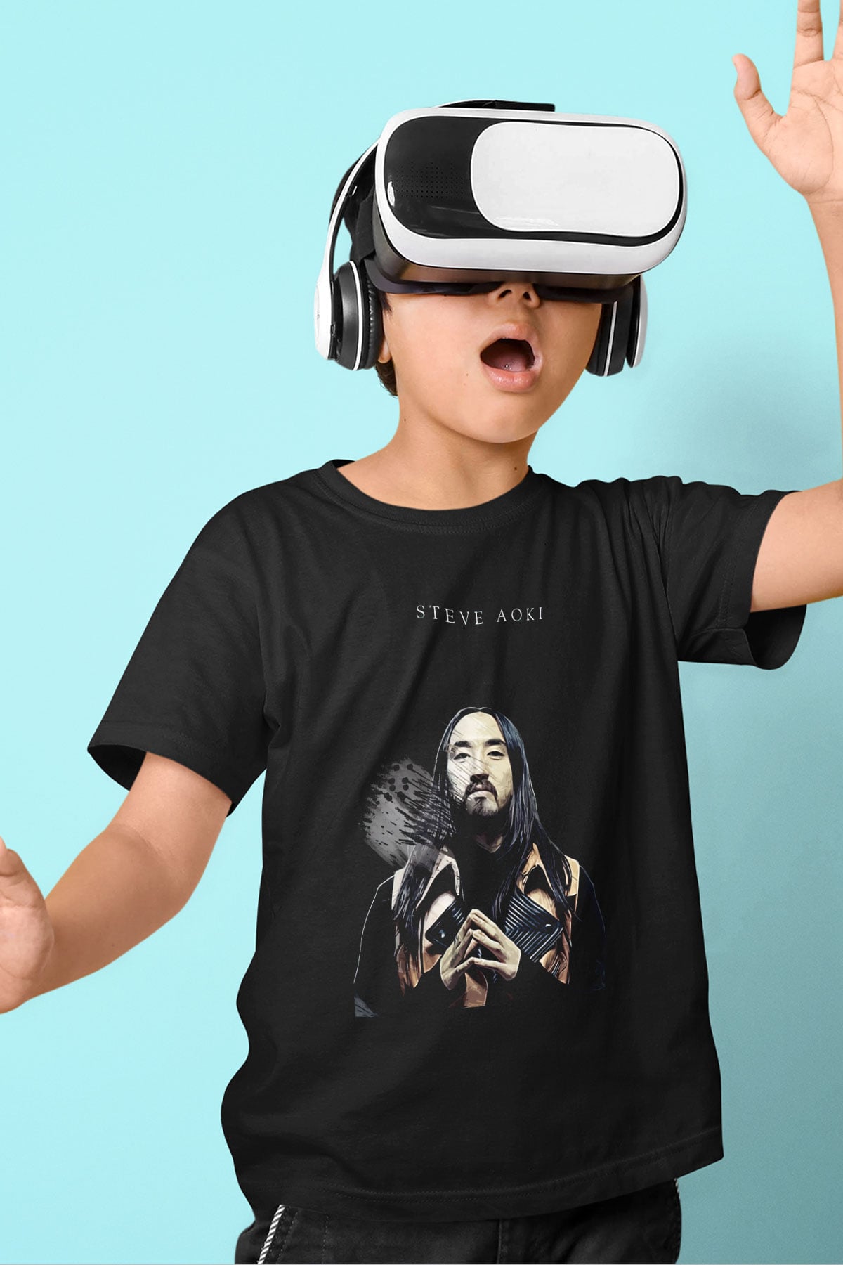 Steve Aoki Siyah Unisex Çocuk Tişört