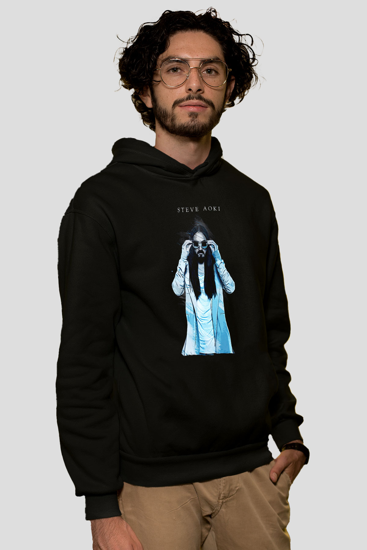 Steve Aoki Siyah Unisex Kapüşonlu Sweatshirt